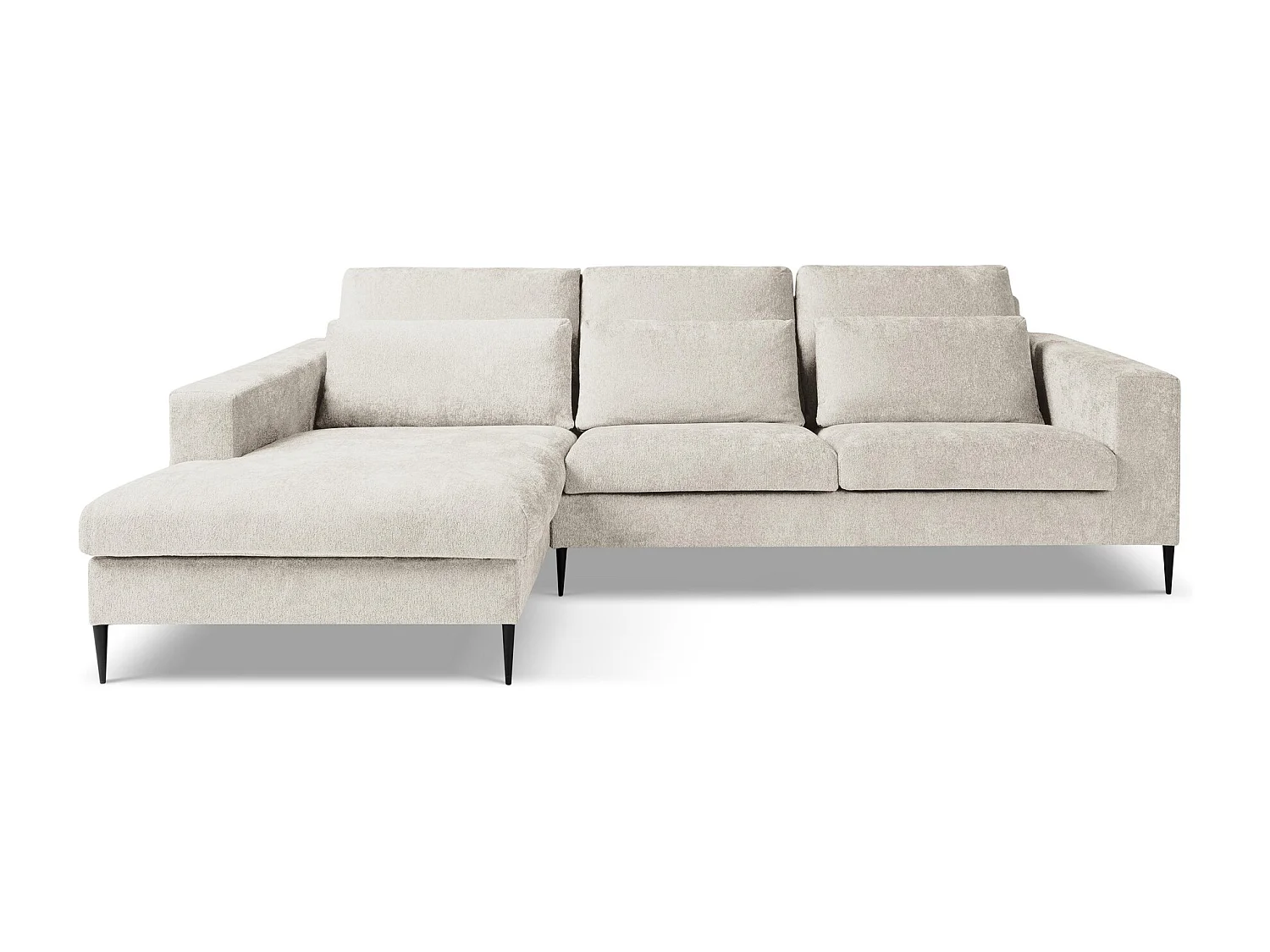 Canapé d’angle 3 places gauche en tissu chenille - beige - AKALA