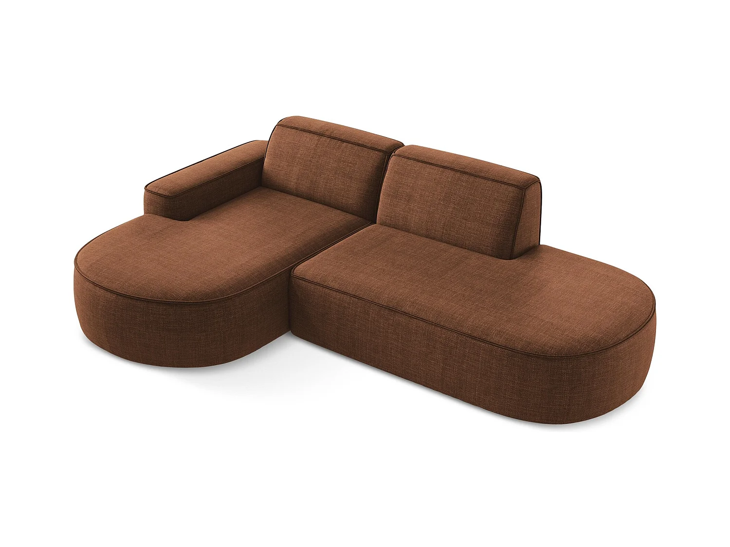 Canapé d'angle 3 places modulaire gauche en tissu texturé - terre cuite - OMAO