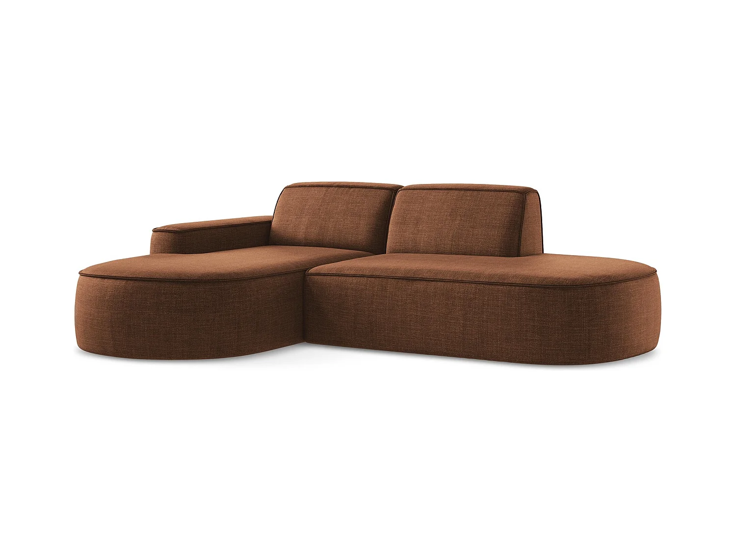 Canapé d'angle 3 places modulaire gauche en tissu texturé - terre cuite - OMAO