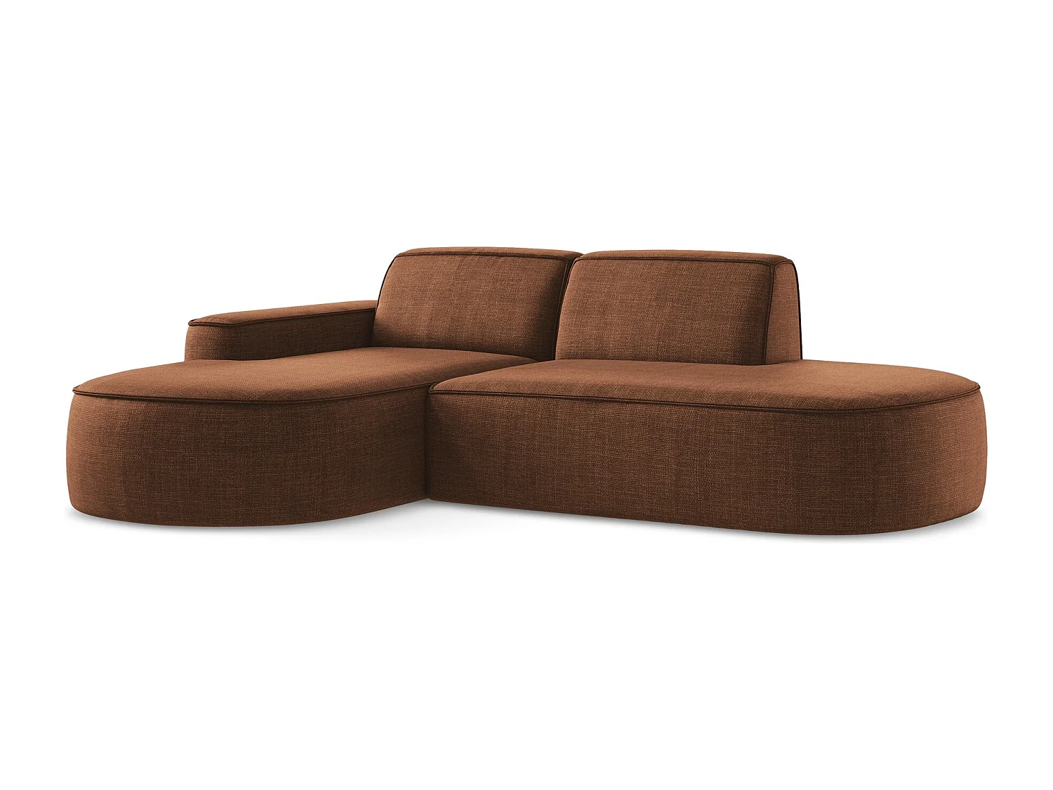 Canapé d'angle 3 places modulaire gauche en tissu texturé - terre cuite - OMAO