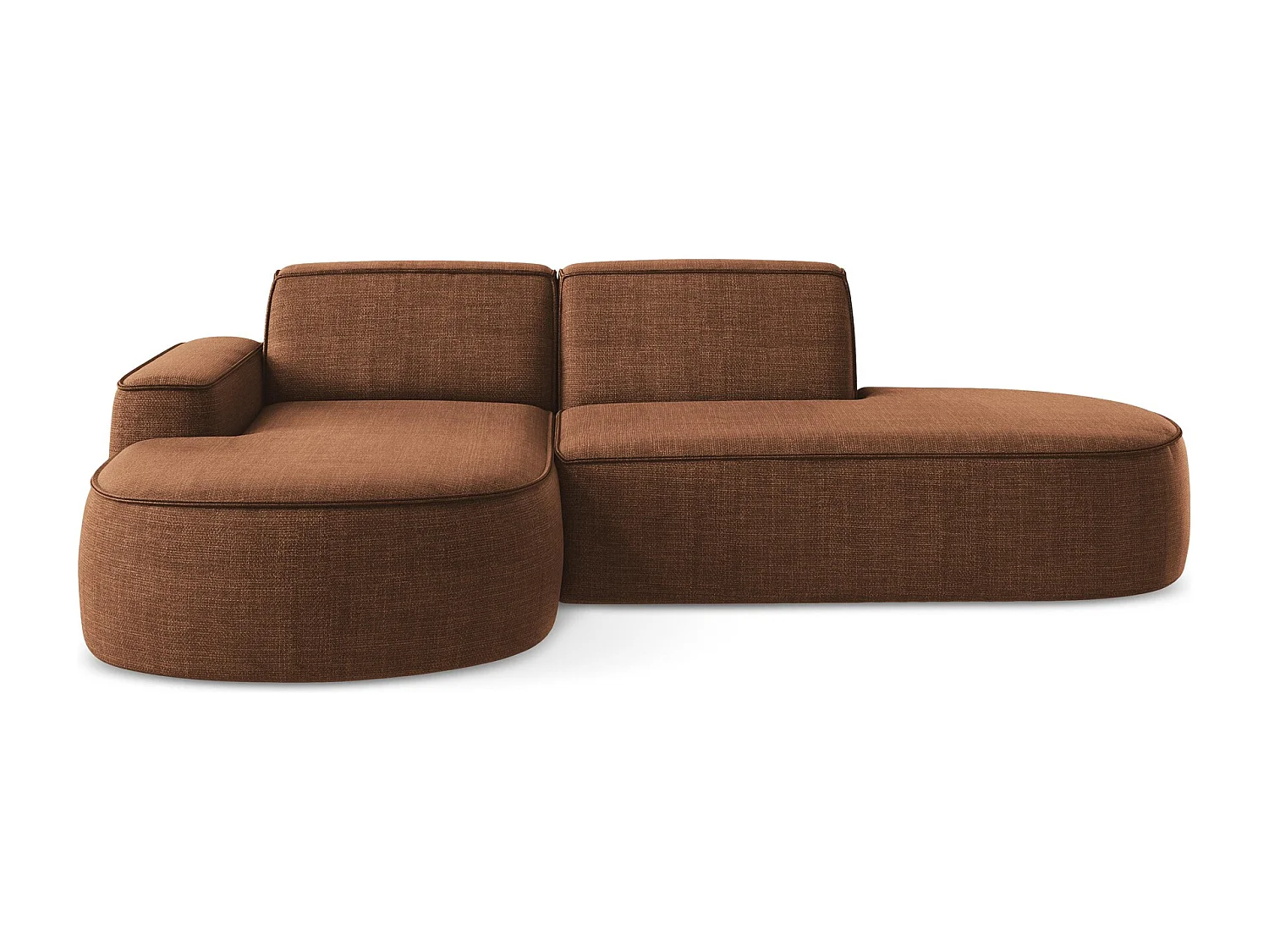 Canapé d'angle 3 places modulaire gauche en tissu texturé - terre cuite - OMAO