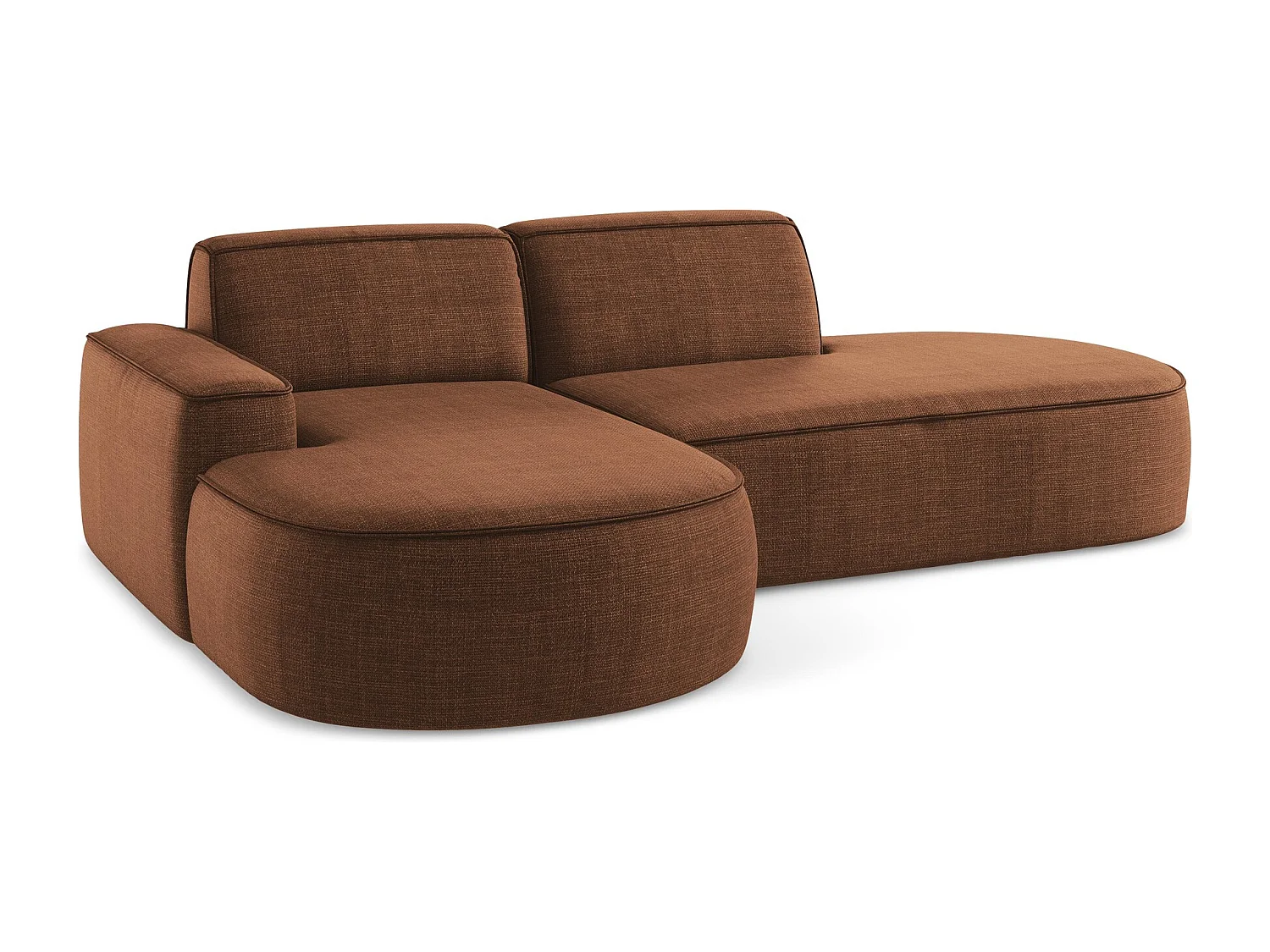 Canapé d'angle 3 places modulaire gauche en tissu texturé - terre cuite - OMAO