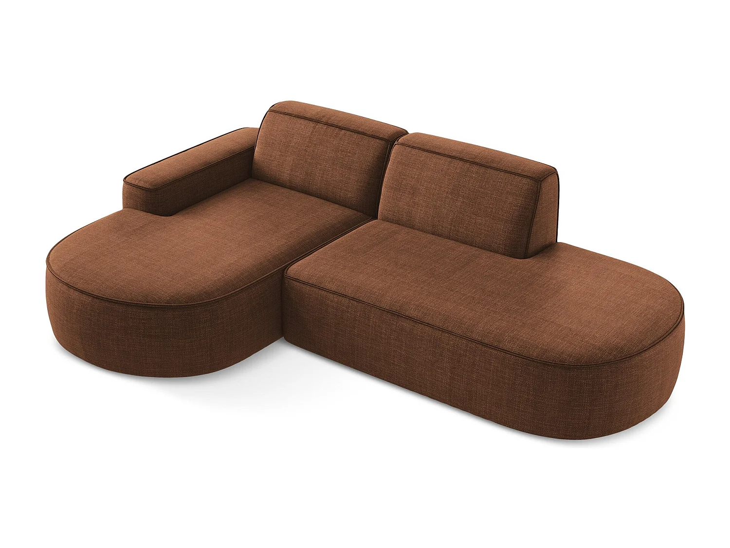 Canapé d'angle 3 places modulaire gauche en tissu texturé - terre cuite - OMAO