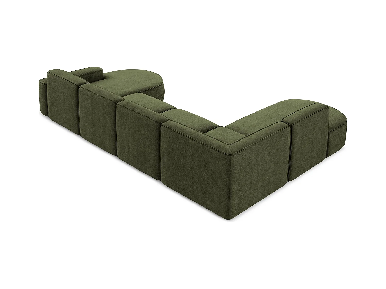 Canapé panoramique 5 places modulaire gauche en tissu chenille - olive - OMAO