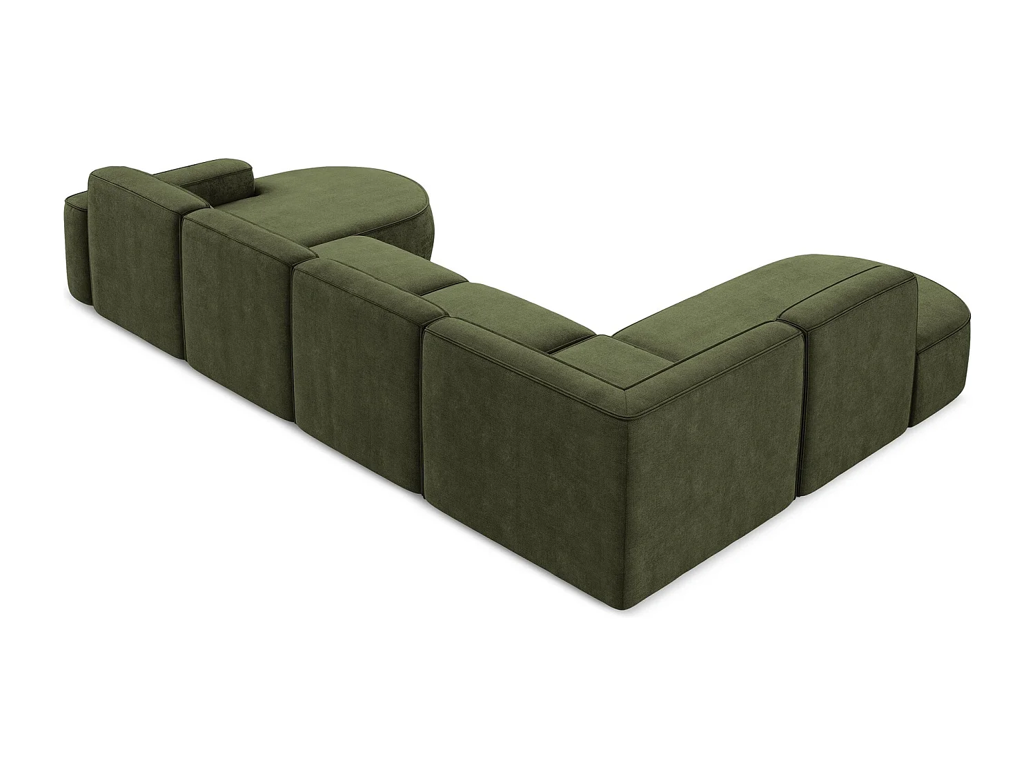 Canapé panoramique 5 places modulaire gauche en tissu chenille - olive - OMAO