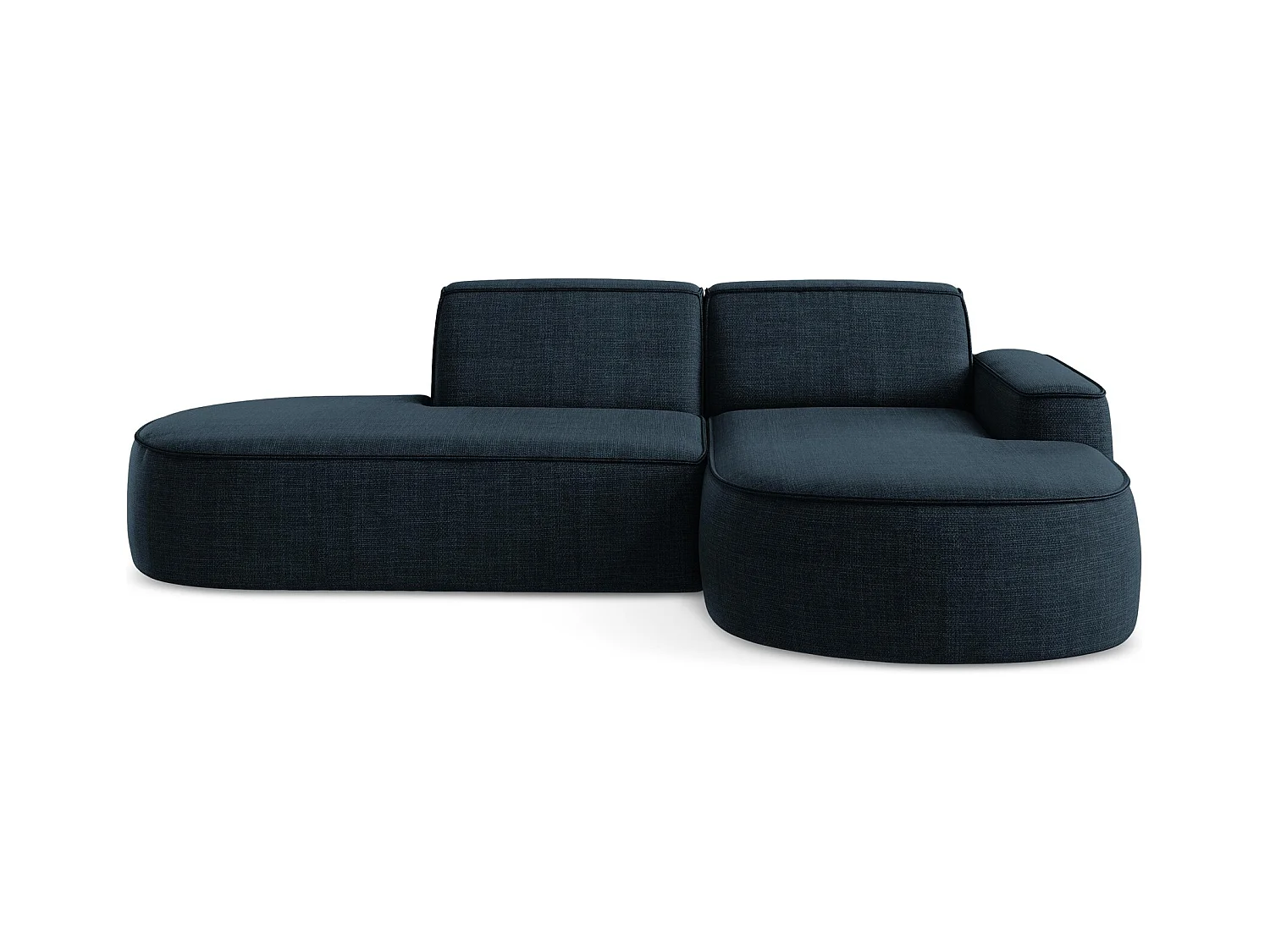 Canapé d'angle 3 places modulaire droit en tissu texturé - bleu royal - OMAO