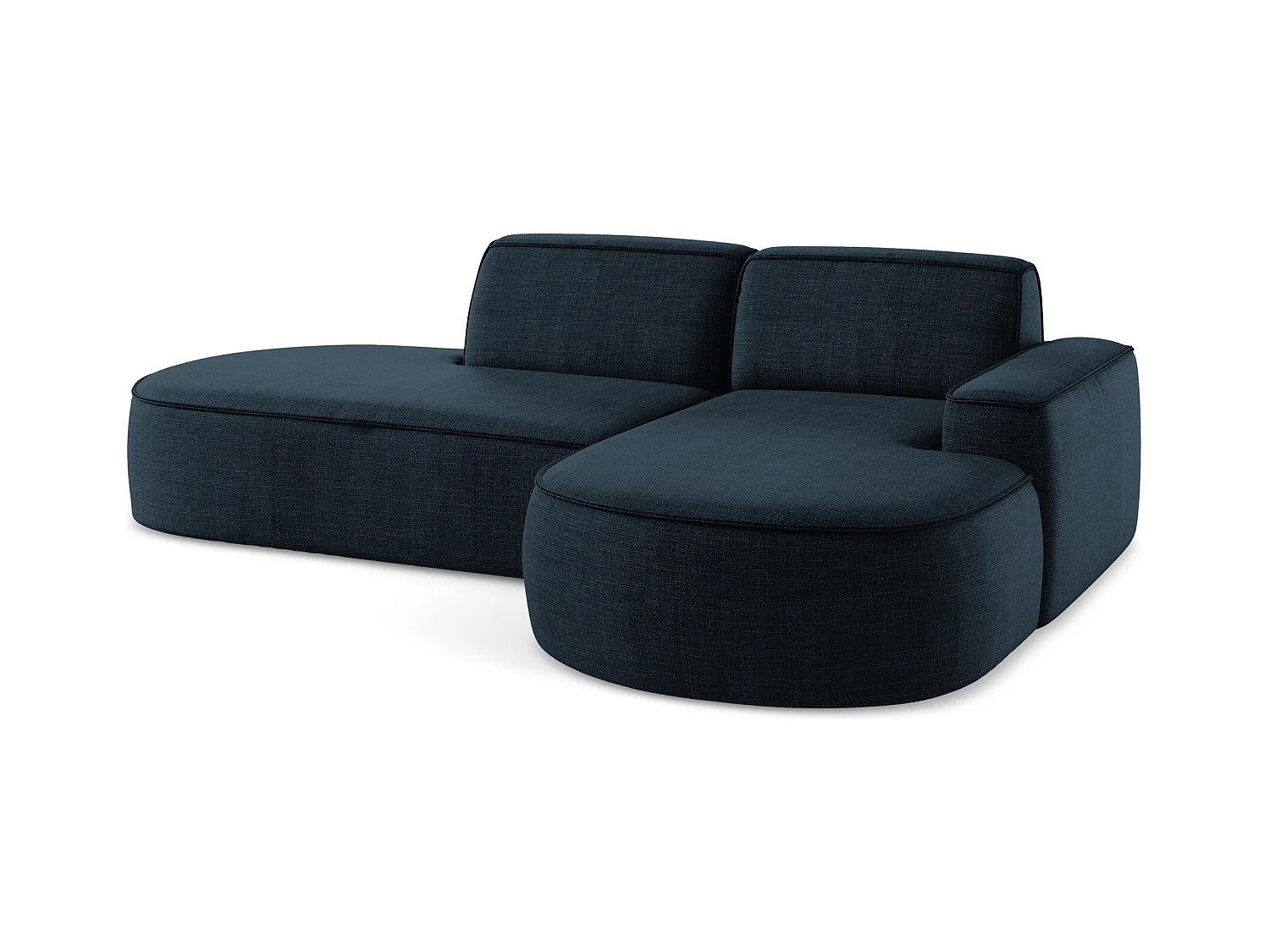 Canapé d'angle 3 places modulaire droit en tissu texturé - bleu royal - OMAO