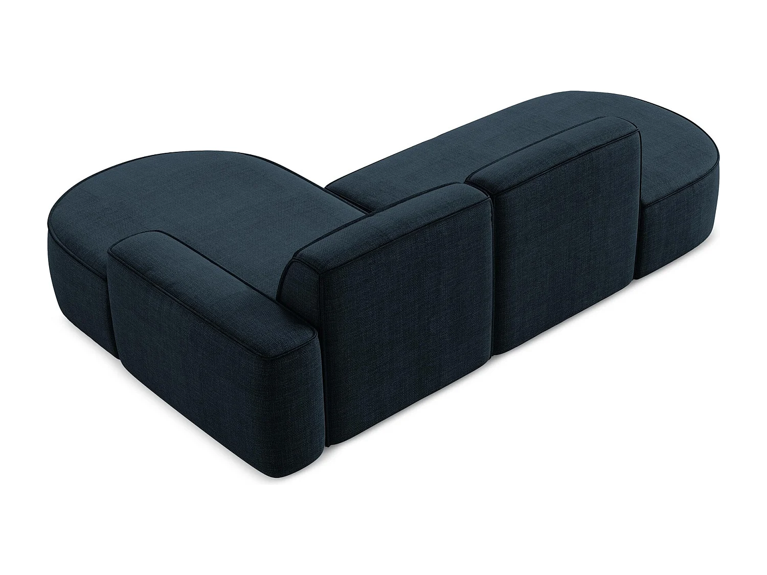 Canapé d'angle 3 places modulaire droit en tissu texturé - bleu royal - OMAO