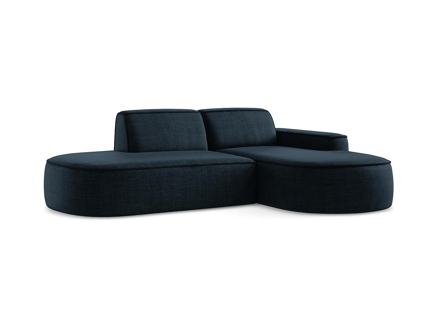 Canapé d'angle 3 places modulaire droit en tissu texturé - bleu royal - OMAO