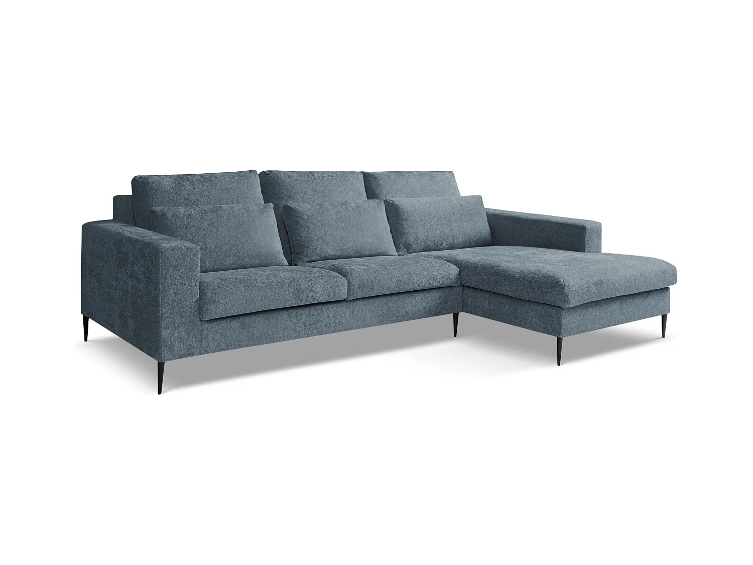 Ecksofa - Ecke Rechts - Chenille - Blau - AKALA