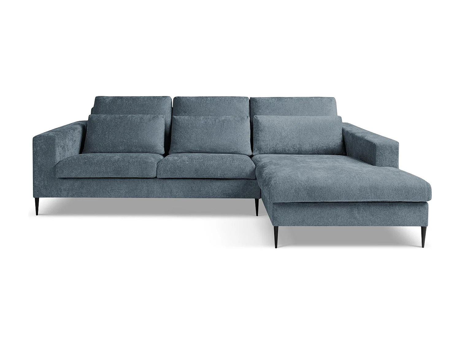 Canapé d’angle 3 places droit en tissu chenille - bleu - AKALA