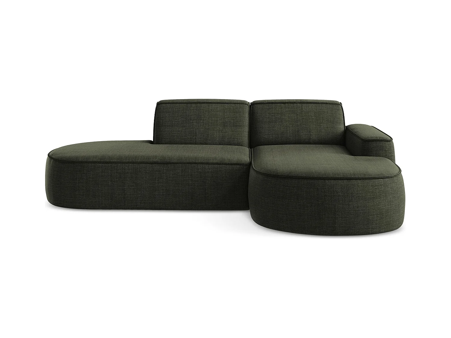 Canapé d'angle 3 places modulaire droit en tissu texturé - olive - OMAO