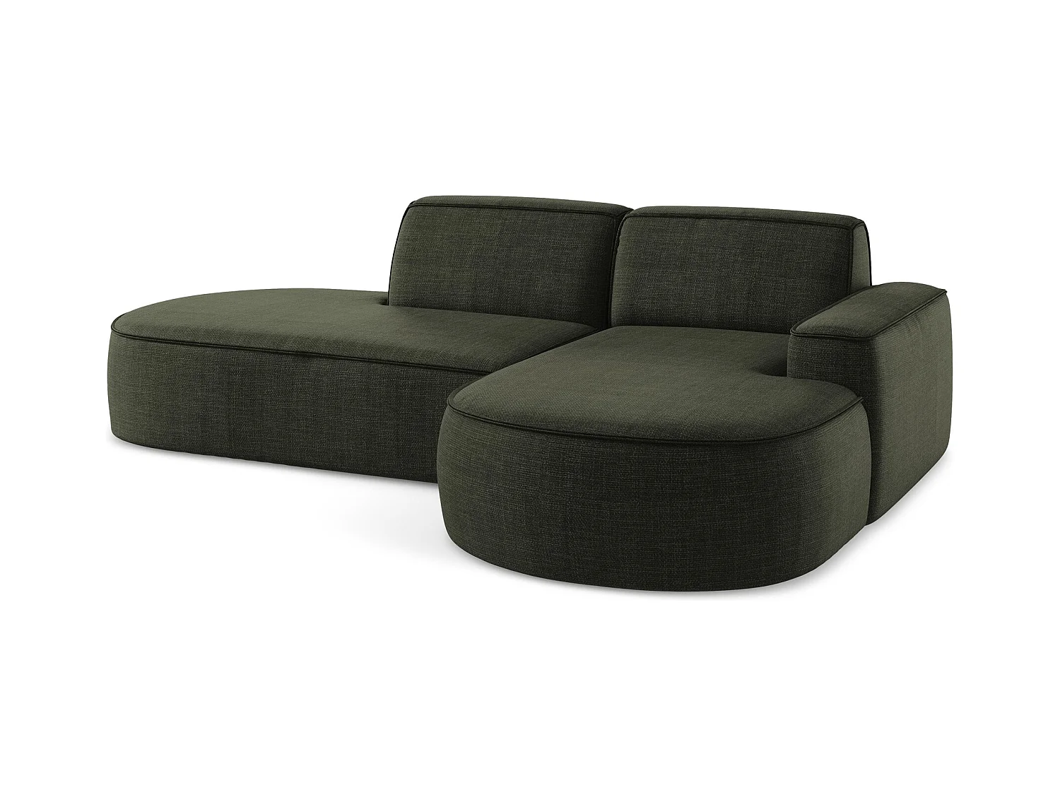 Canapé d'angle 3 places modulaire droit en tissu texturé - olive - OMAO