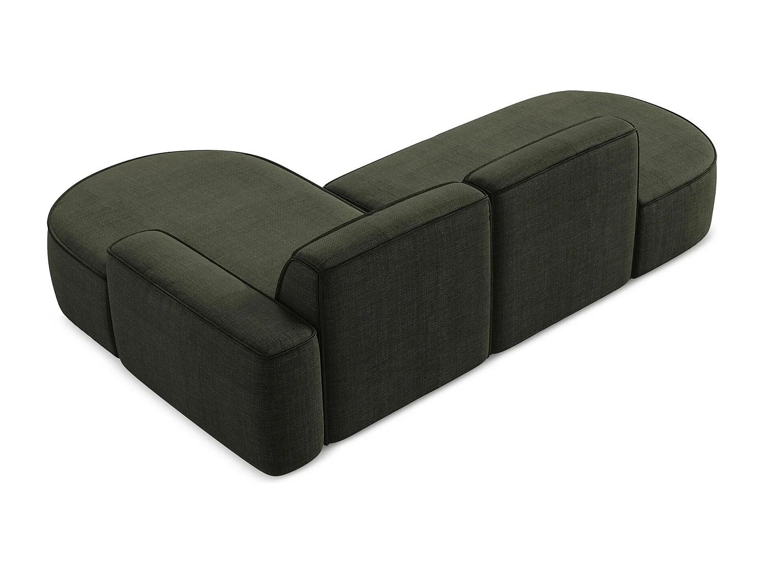 Canapé d'angle 3 places modulaire droit en tissu texturé - olive - OMAO