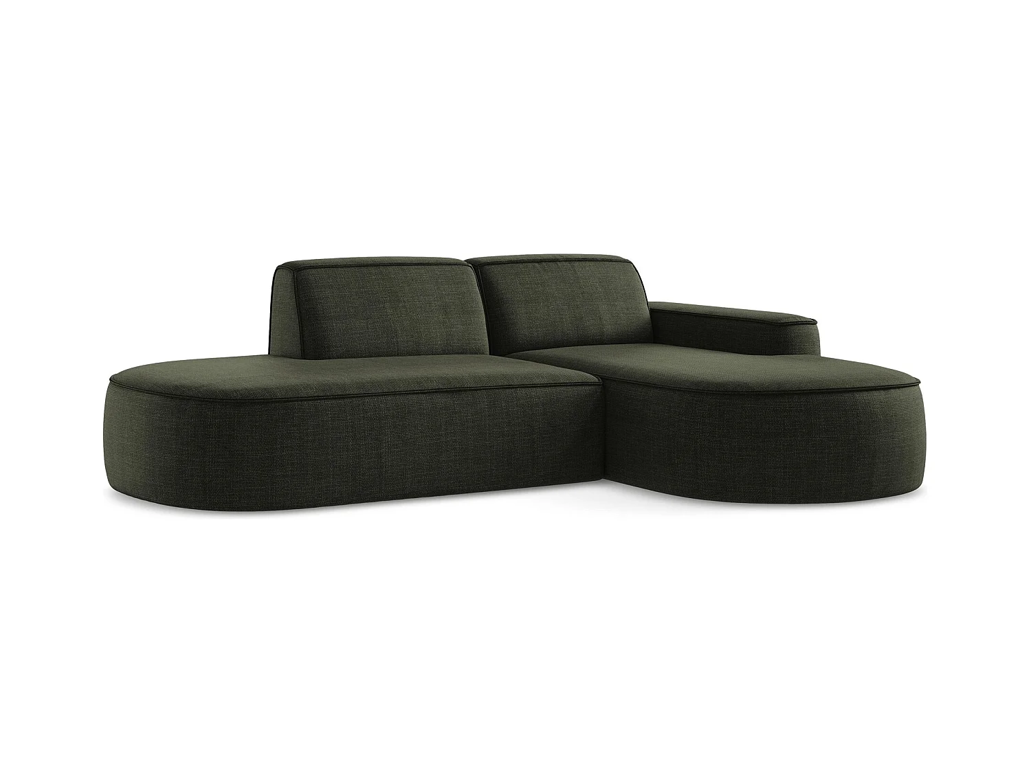 Canapé d'angle 3 places modulaire droit en tissu texturé - olive - OMAO