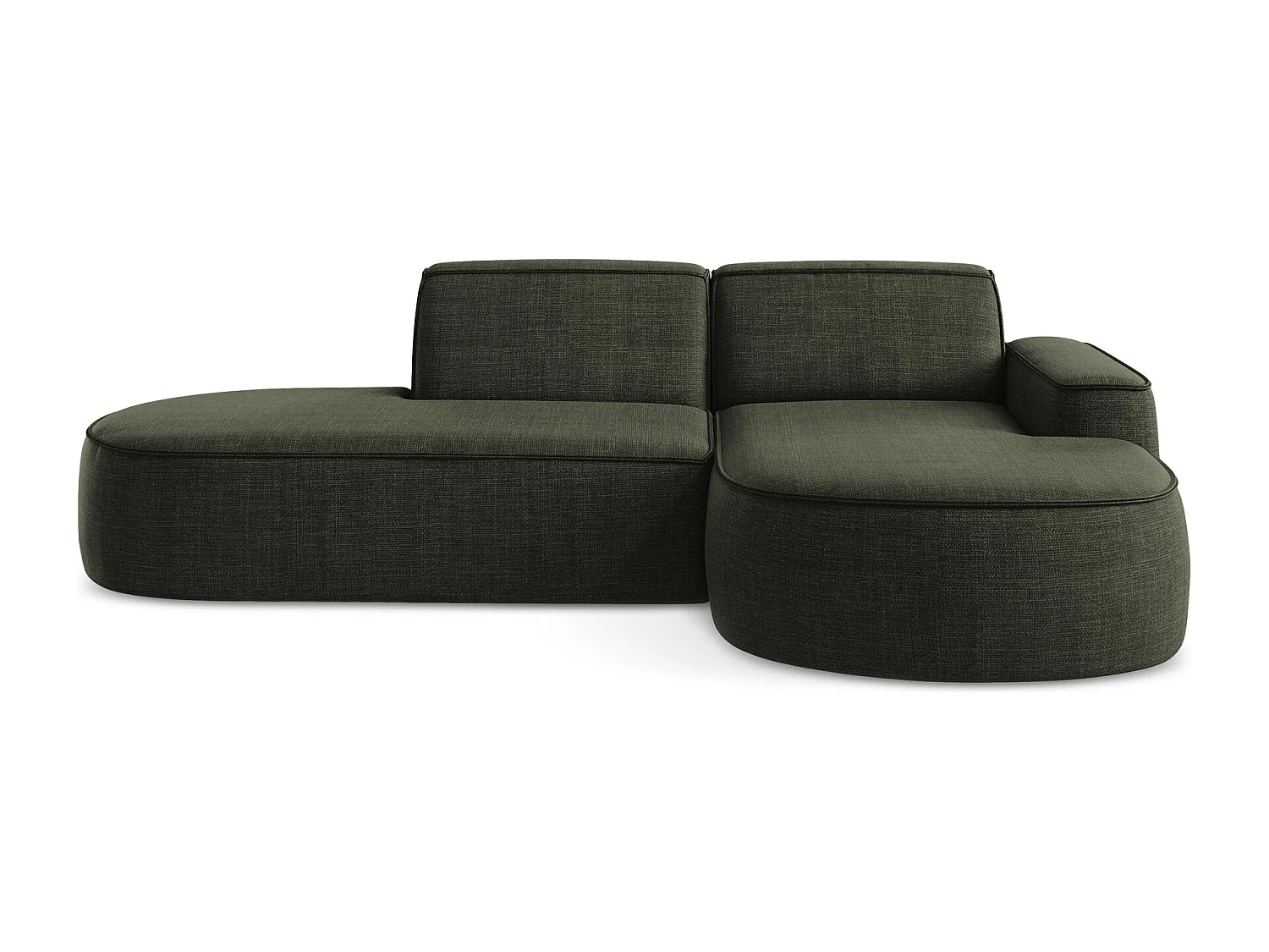 Canapé d'angle 3 places modulaire droit en tissu texturé - olive - OMAO