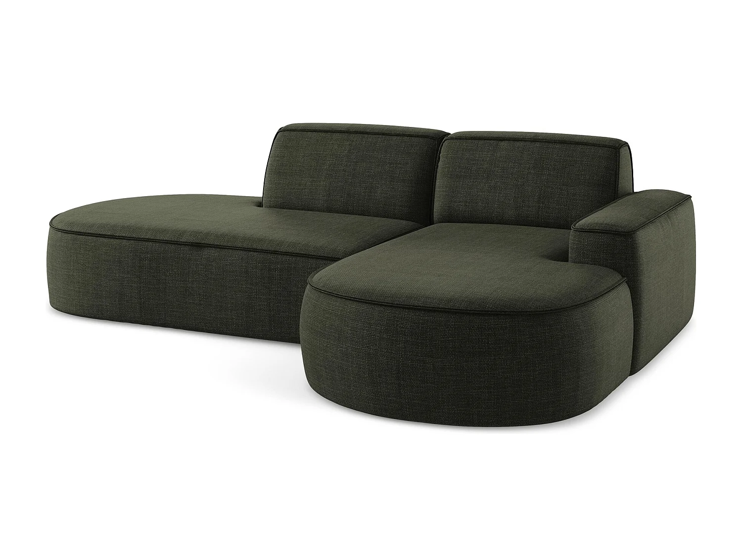 Canapé d'angle 3 places modulaire droit en tissu texturé - olive - OMAO