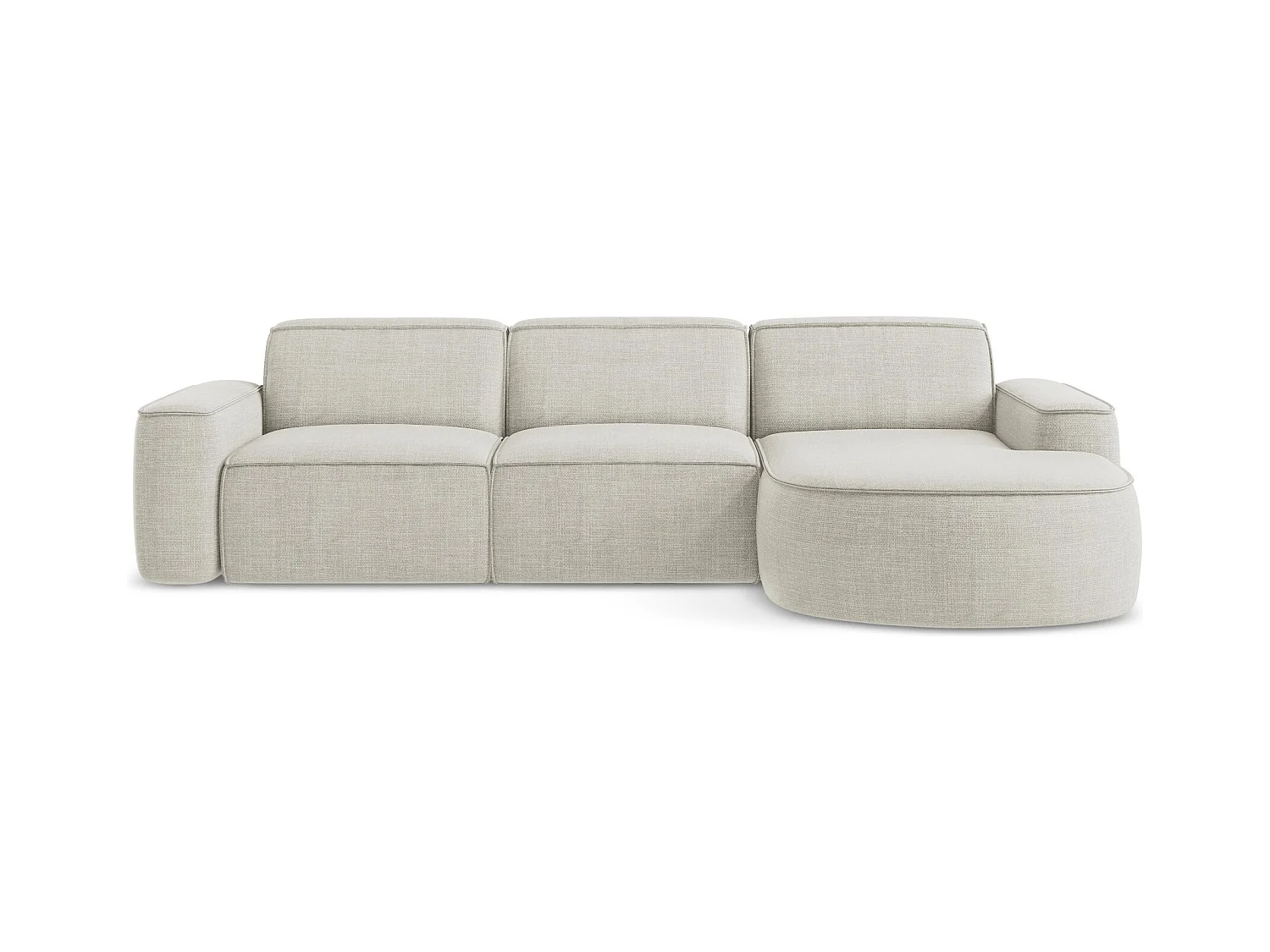 Canapé d'angle 3 places modulaire droit en tissu texturé - beige clair - OMAO