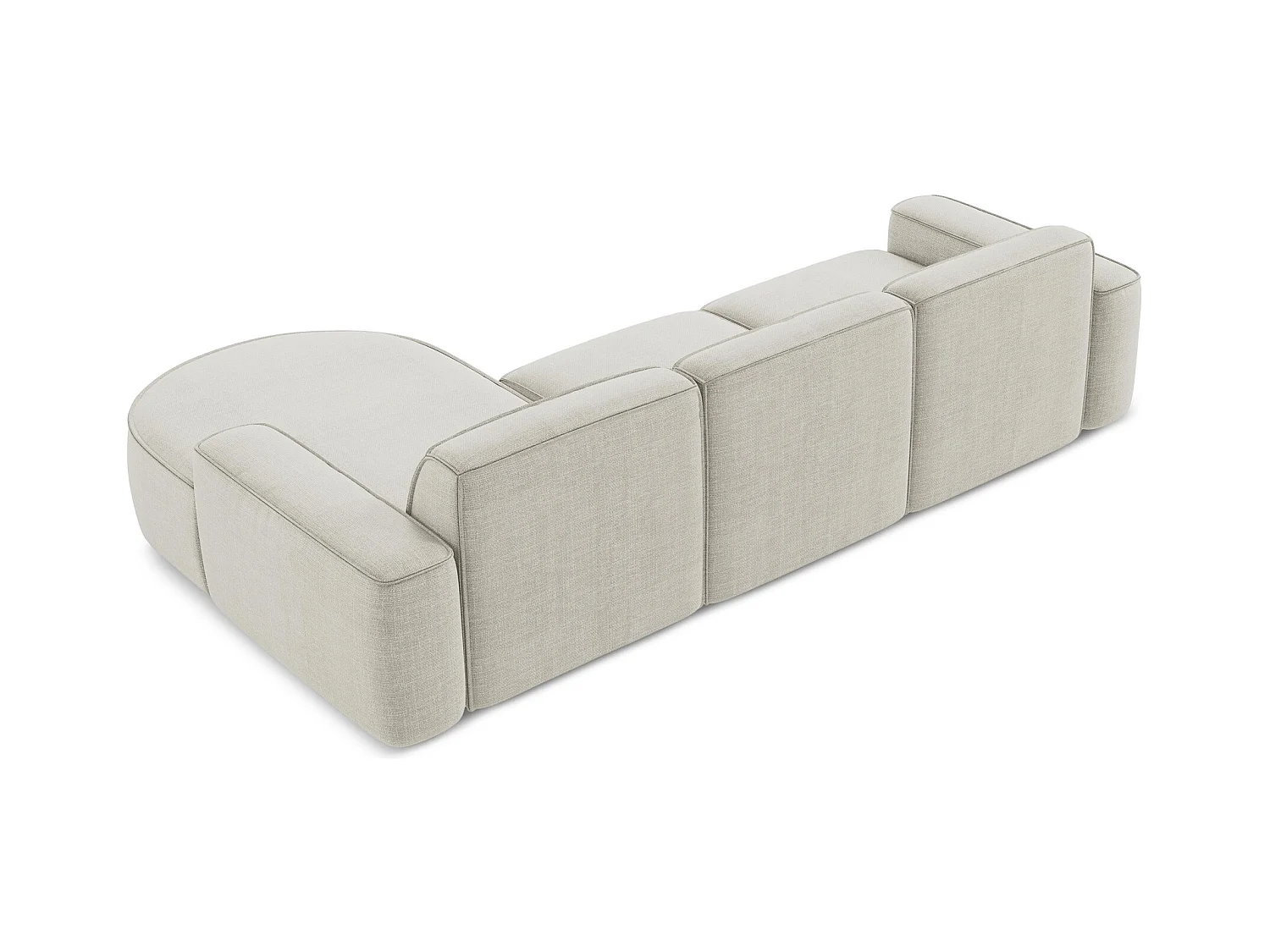 Canapé d'angle 3 places modulaire droit en tissu texturé - beige clair - OMAO