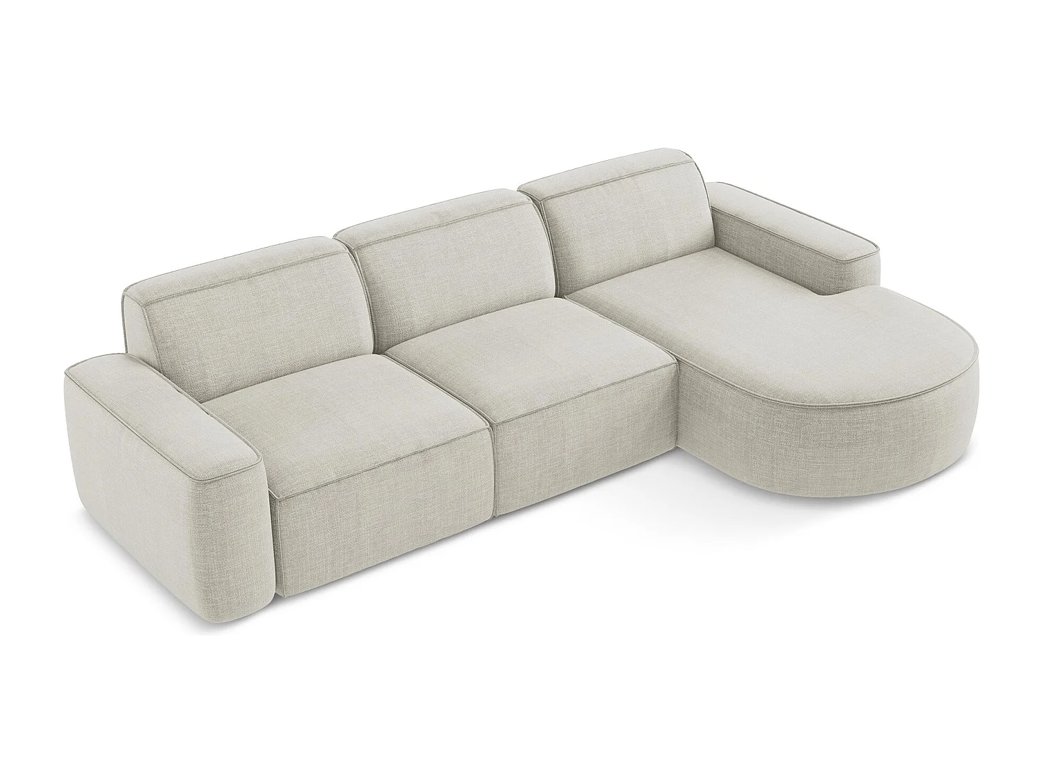 Canapé d'angle 3 places modulaire droit en tissu texturé - beige clair - OMAO