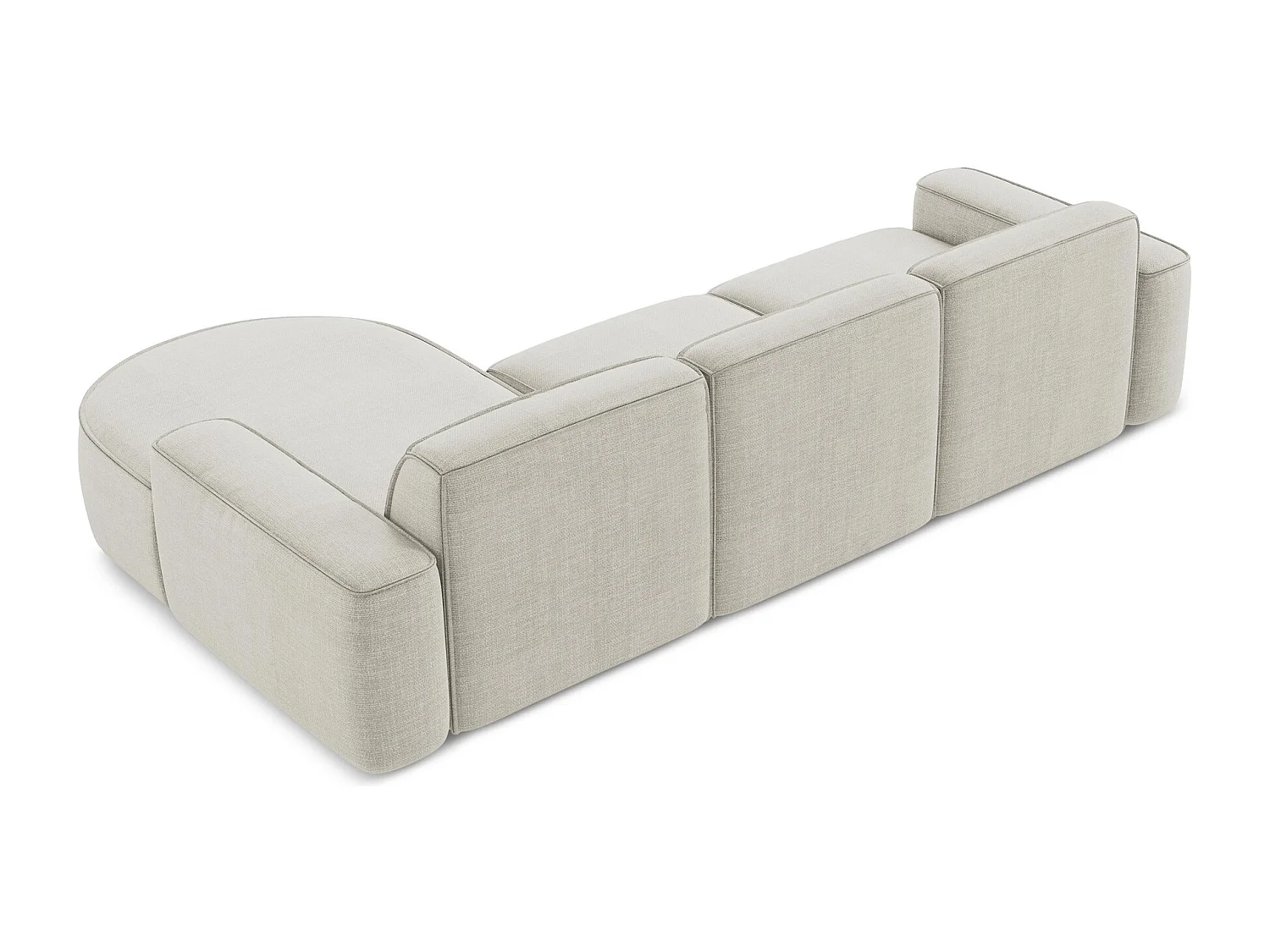 Canapé d'angle 3 places modulaire droit en tissu texturé - beige clair - OMAO