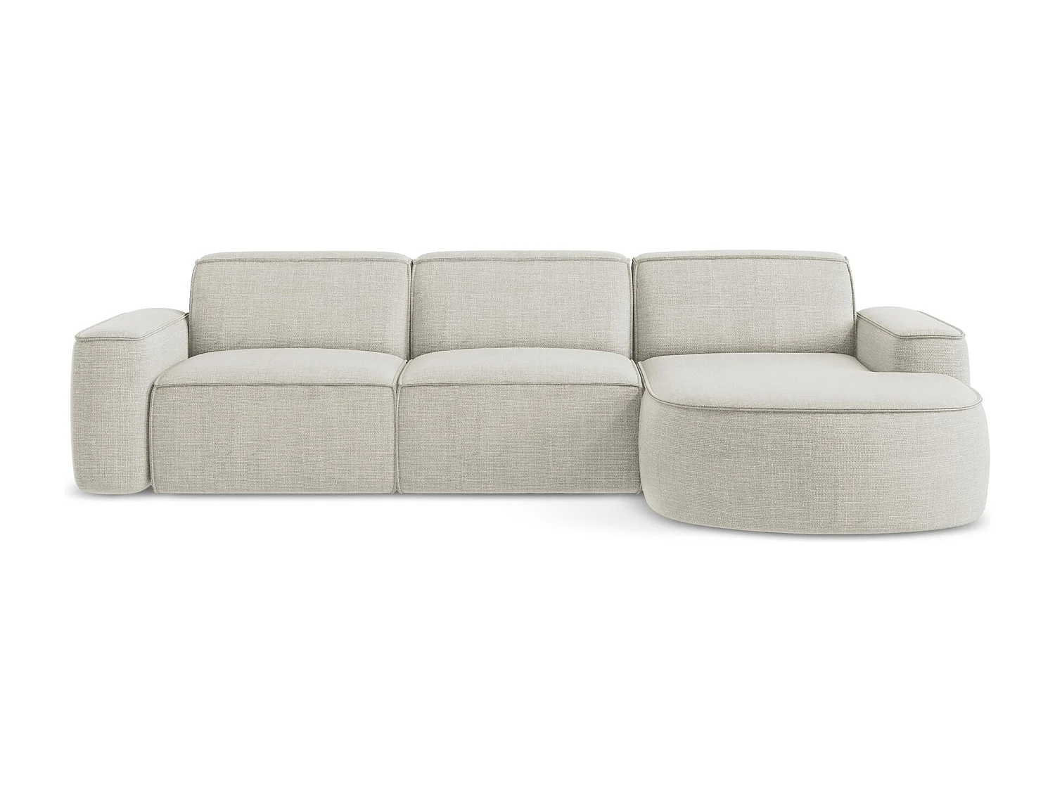 Modulaire hoekbank rechts van lichtbeige textuurstof - OMAO