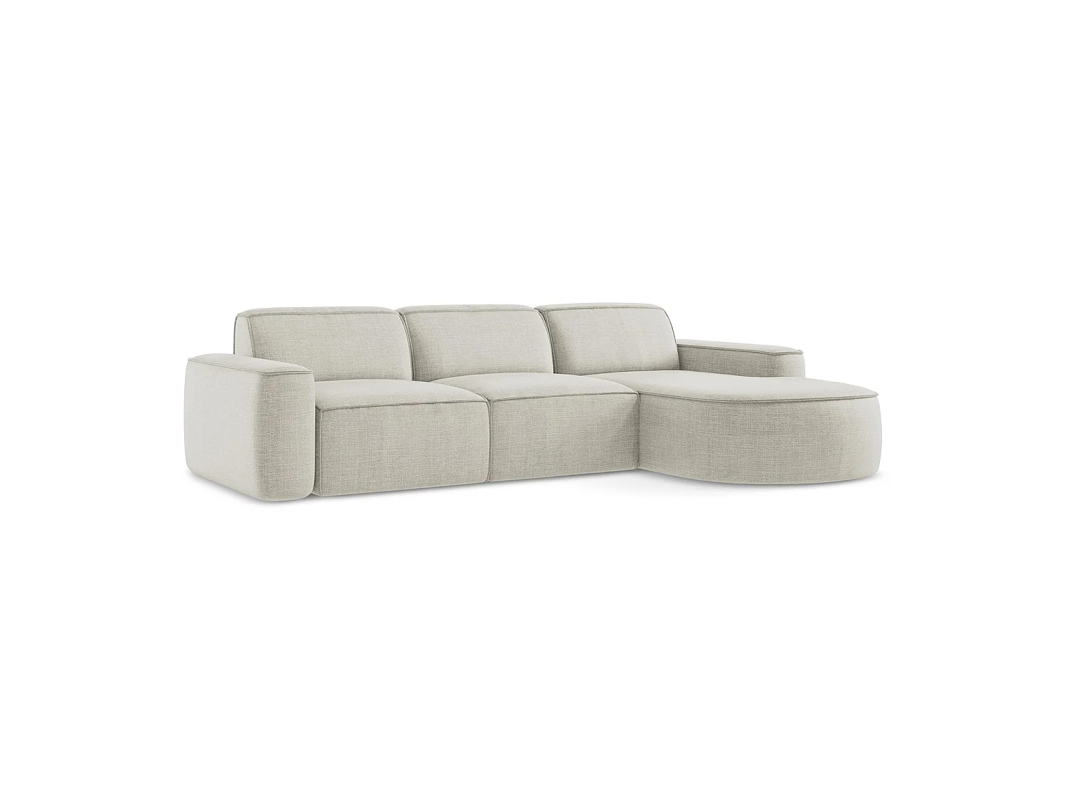 Modulaire hoekbank rechts van lichtbeige textuurstof - MELISSA