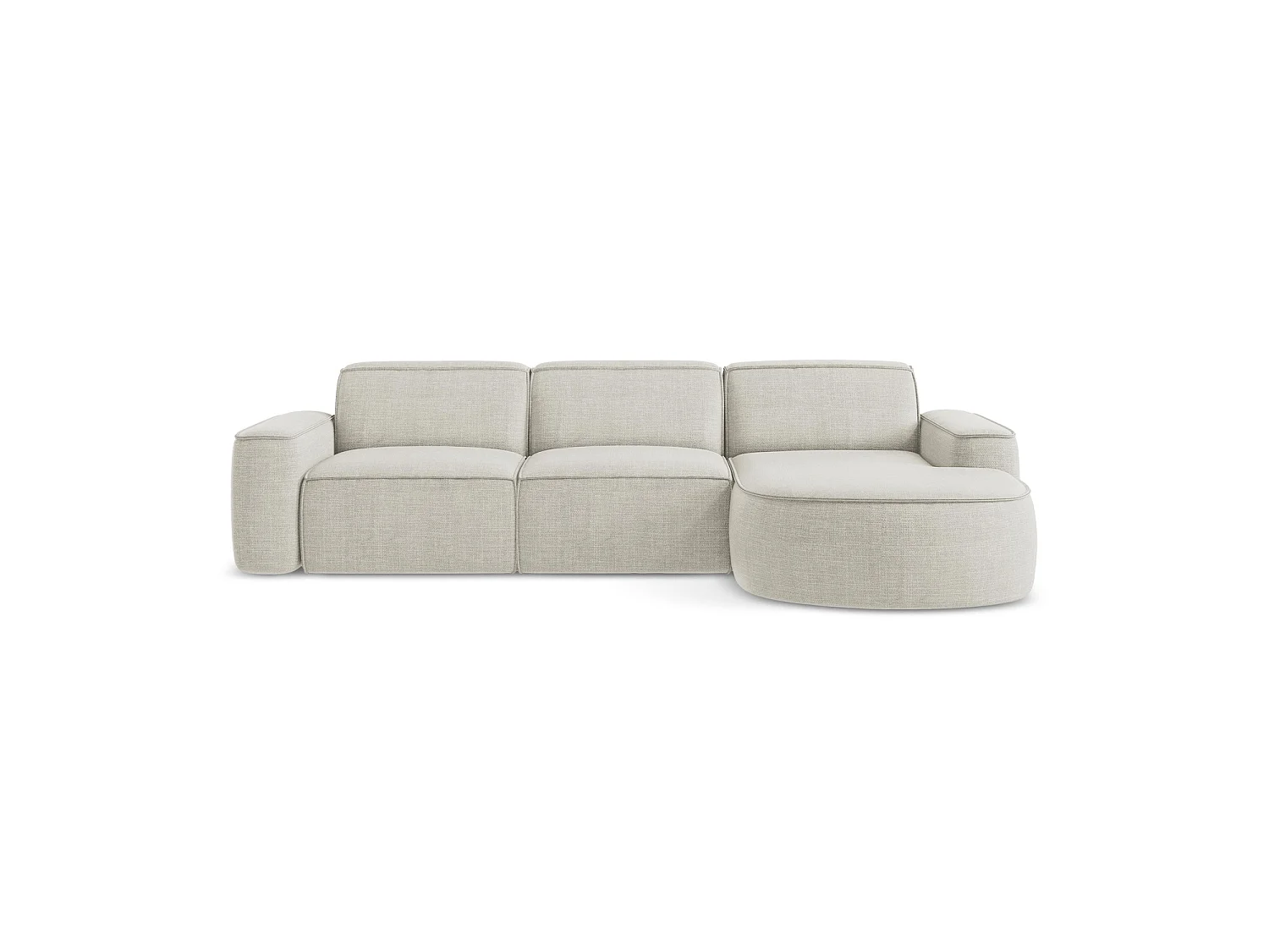 Modulaire hoekbank rechts van lichtbeige textuurstof - MELISSA