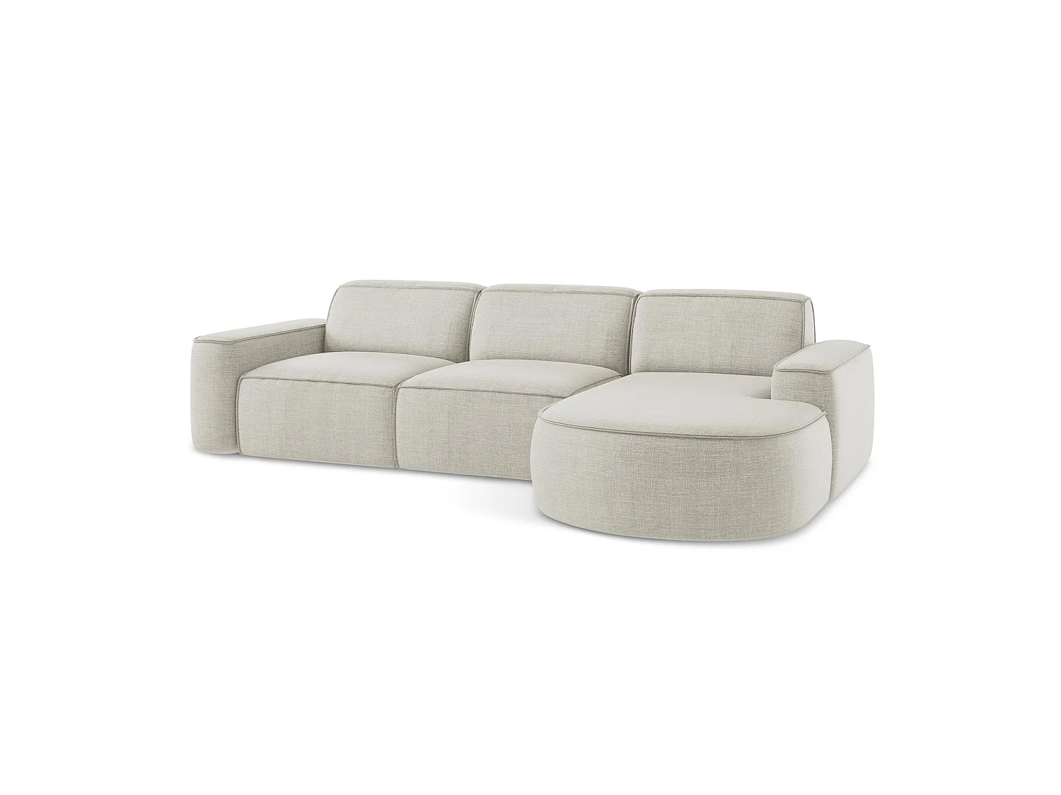 Modulaire hoekbank rechts van lichtbeige textuurstof - MELISSA