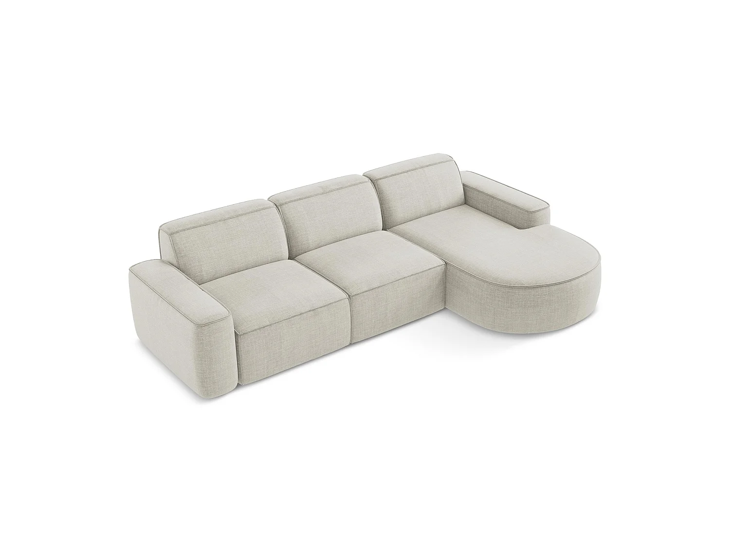 Modulaire hoekbank rechts van lichtbeige textuurstof - MELISSA