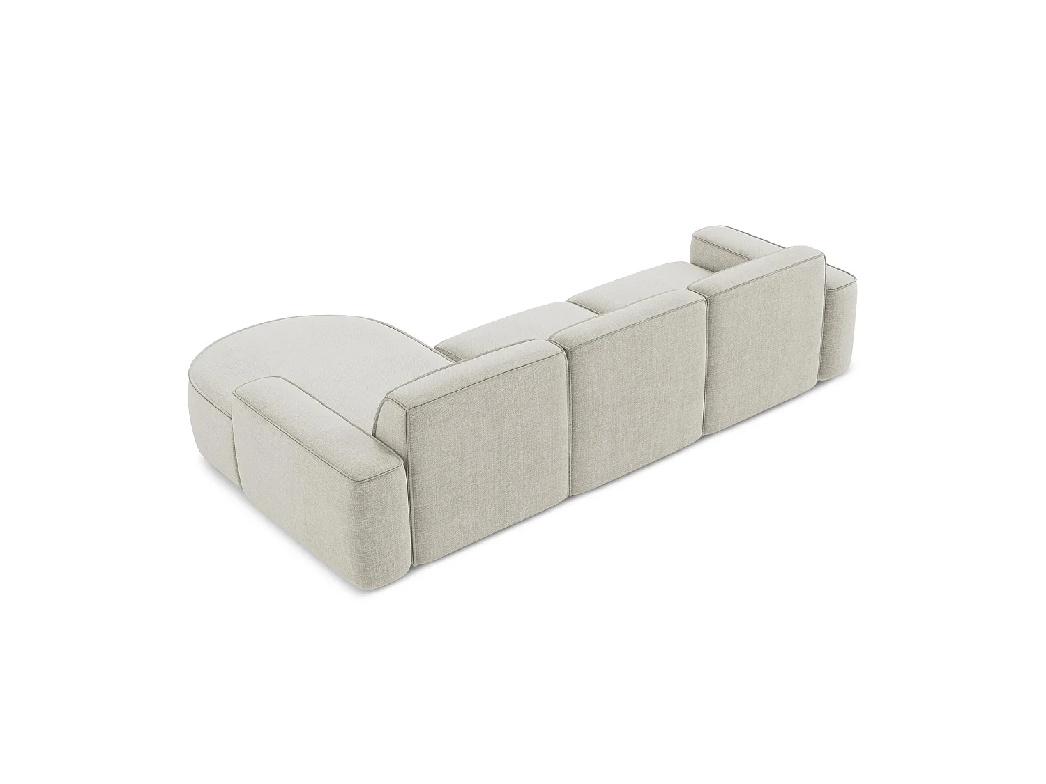 Modulaire hoekbank rechts van lichtbeige textuurstof - MELISSA