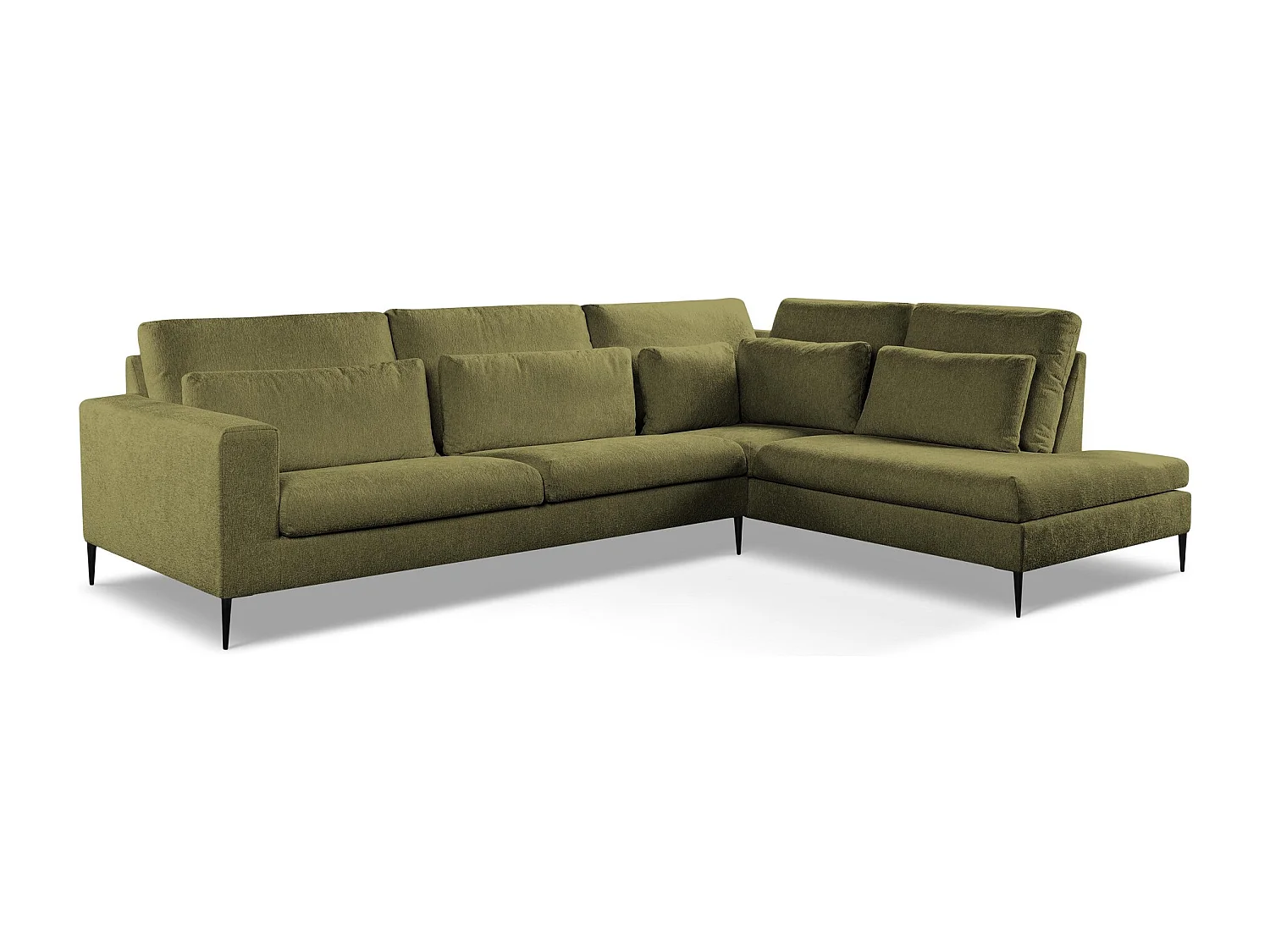 Canapé d’angle 4 places droit en tissu chenille - olive - AKALA