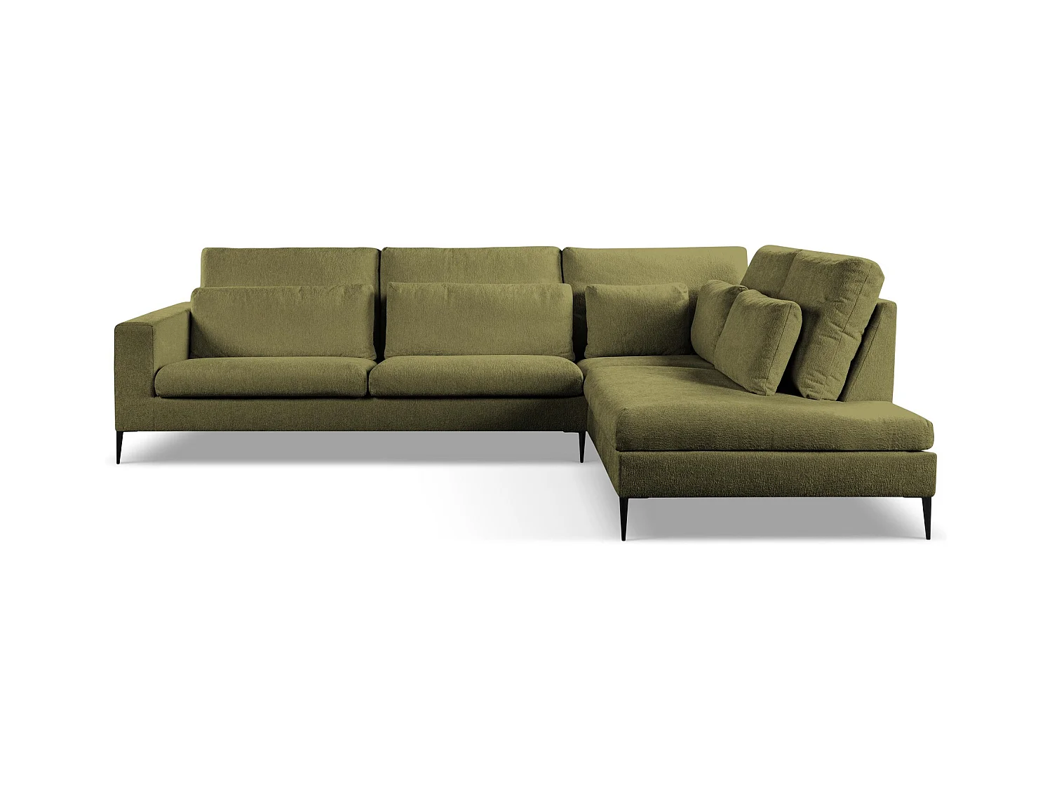 Canapé d’angle 4 places droit en tissu chenille - olive - AKALA