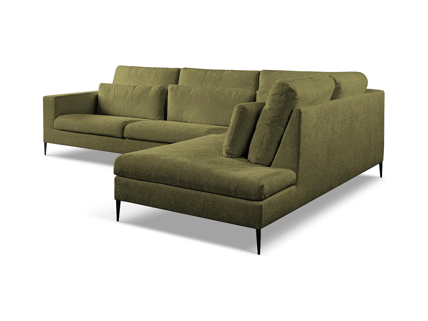 Ecksofa - Ecke Rechts - Chenille - Olive - AKALA