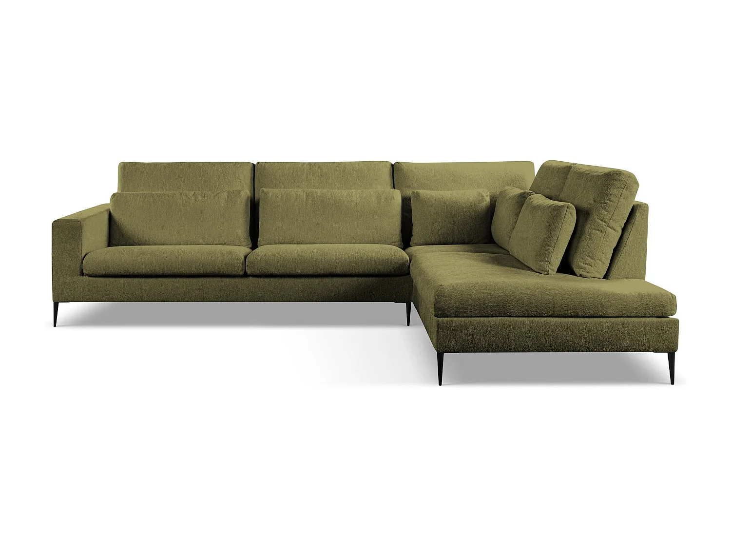 Canapé d’angle 4 places droit en tissu chenille - olive - AKALA