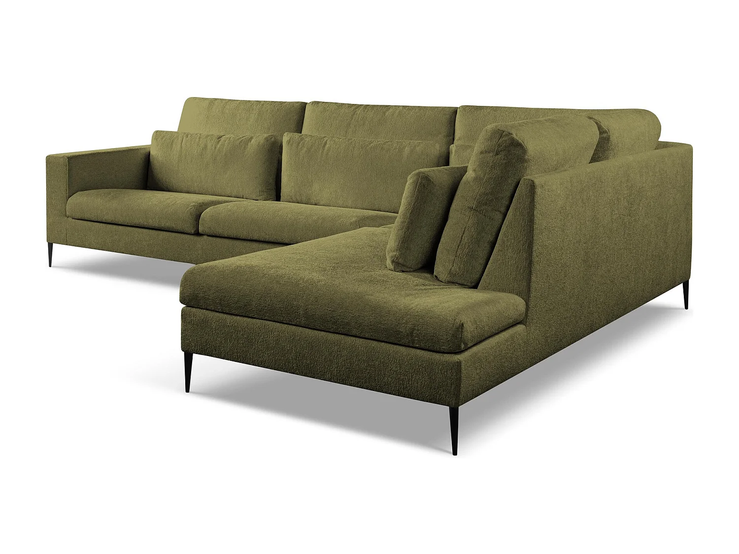 Canapé d’angle 4 places droit en tissu chenille - olive - AKALA