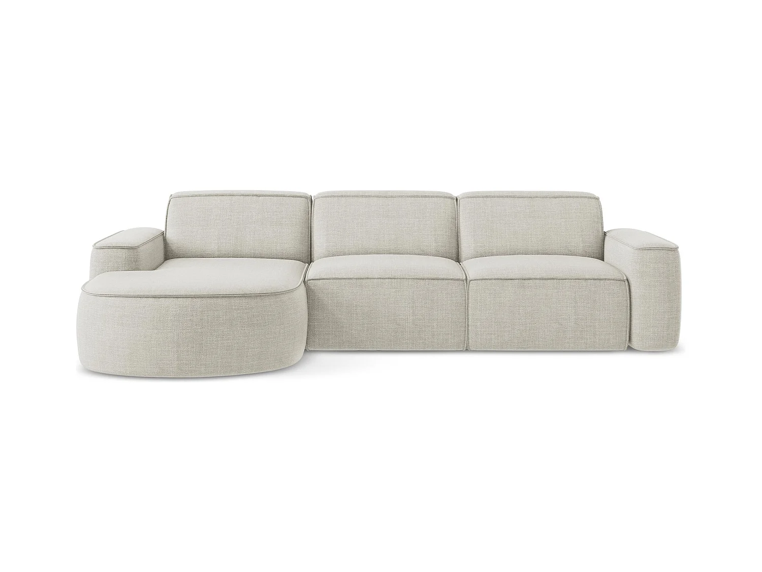 Canapé d'angle 3 places modulaire gauche en tissu texturé - beige clair - OMAO