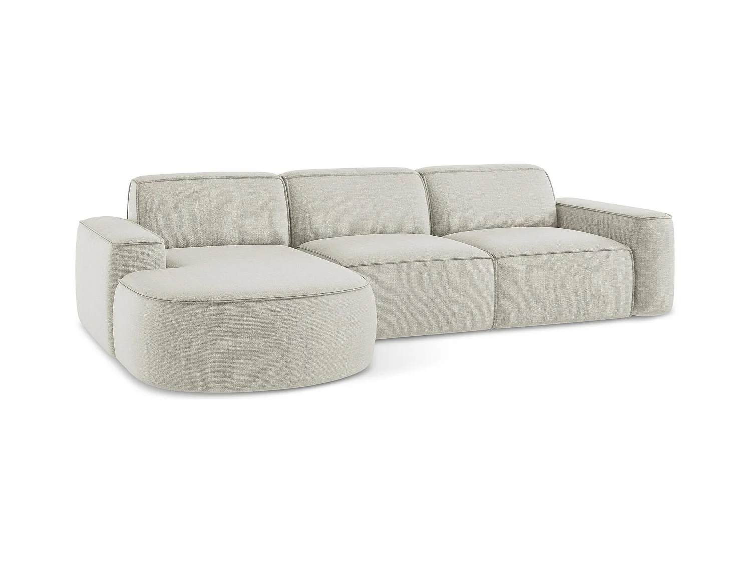 Canapé d'angle 3 places modulaire gauche en tissu texturé - beige clair - OMAO