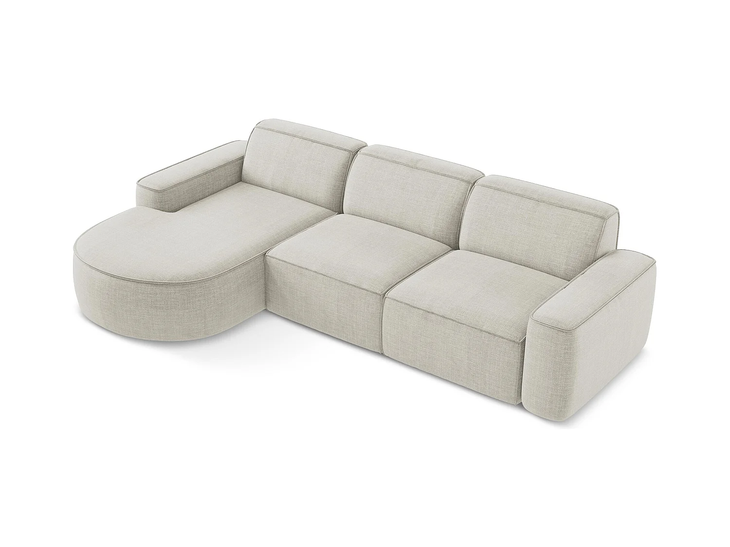 Canapé d'angle 3 places modulaire gauche en tissu texturé - beige clair - OMAO