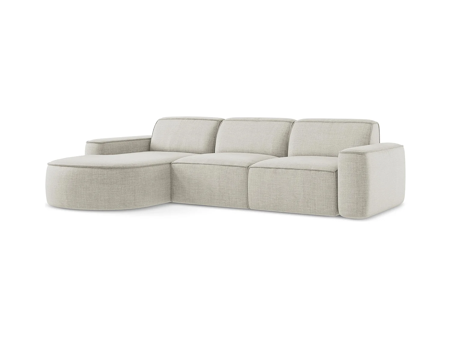 Canapé d'angle 3 places modulaire gauche en tissu texturé - beige clair - OMAO