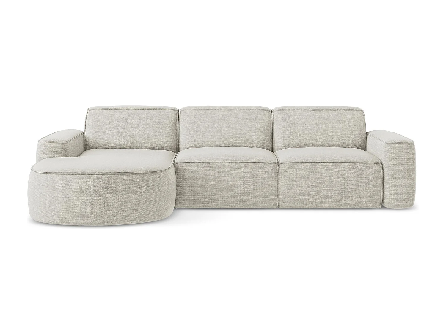 3-Sitzer Modulares Ecksofa - Ecke Links - Strukturstoff - Hell beige - OMAO