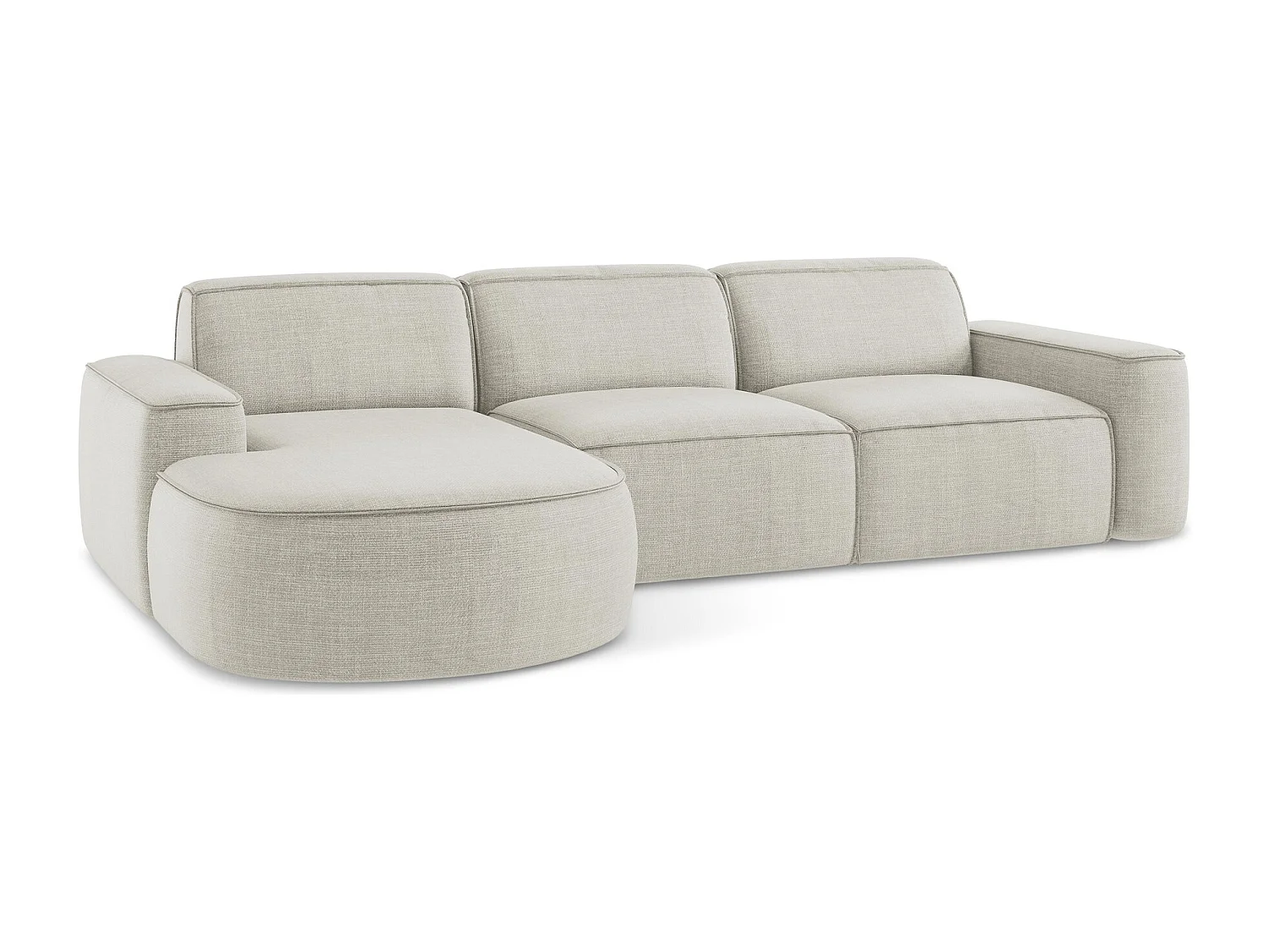 3-Sitzer Modulares Ecksofa - Ecke Links - Strukturstoff - Hell beige - OMAO