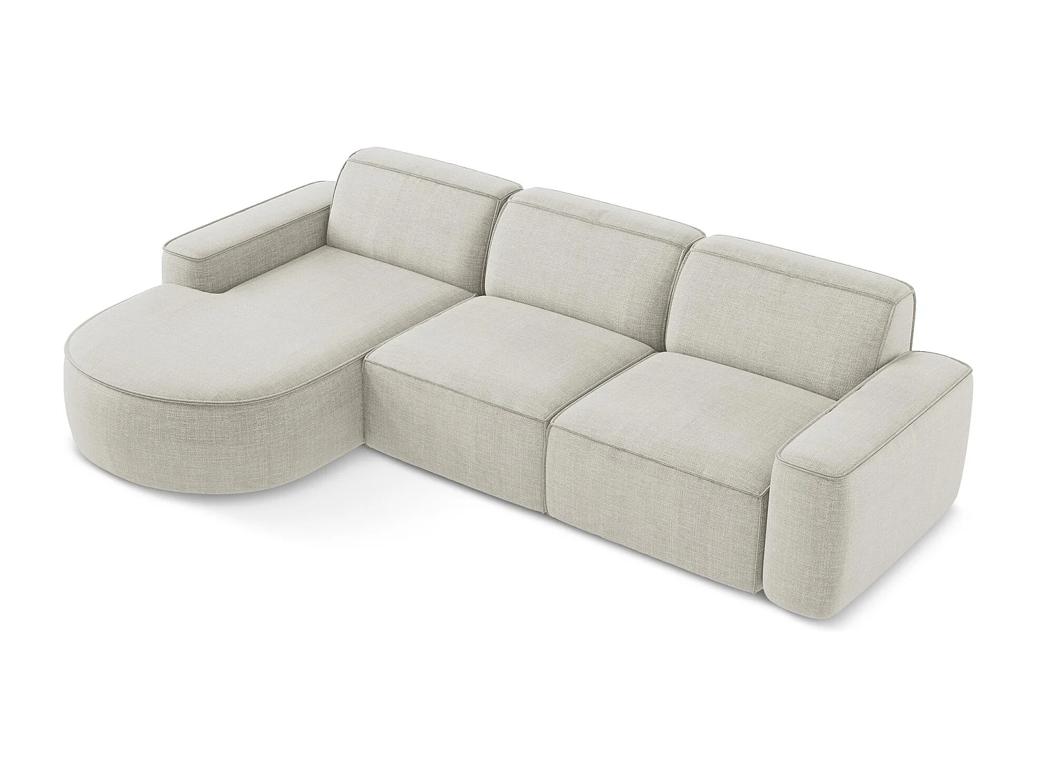 3-Sitzer Modulares Ecksofa - Ecke Links - Strukturstoff - Hell beige - OMAO