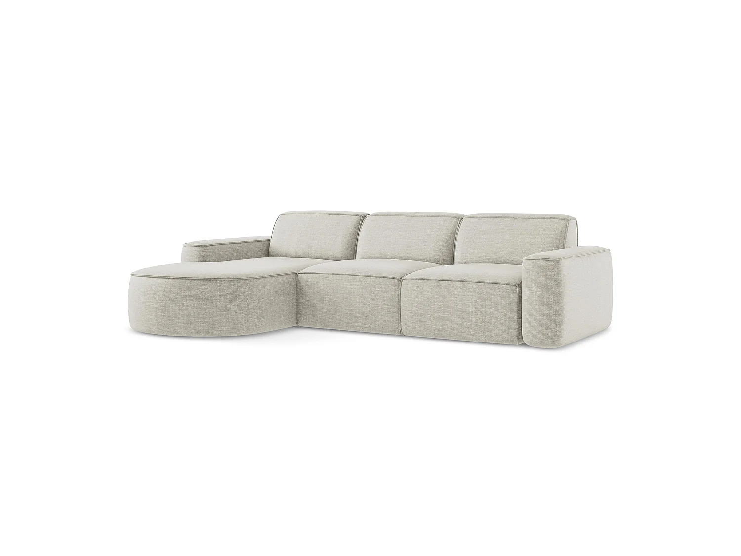 3-Sitzer Modulares Ecksofa - Ecke Links - Strukturstoff - Hell beige - MELISSA