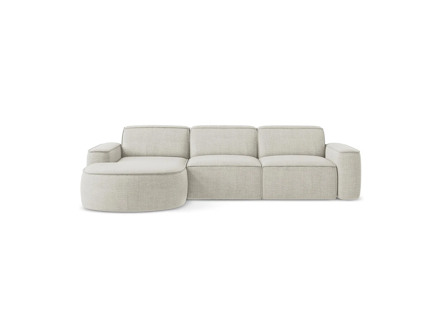 3-Sitzer Modulares Ecksofa - Ecke Links - Strukturstoff - Hell beige - MELISSA