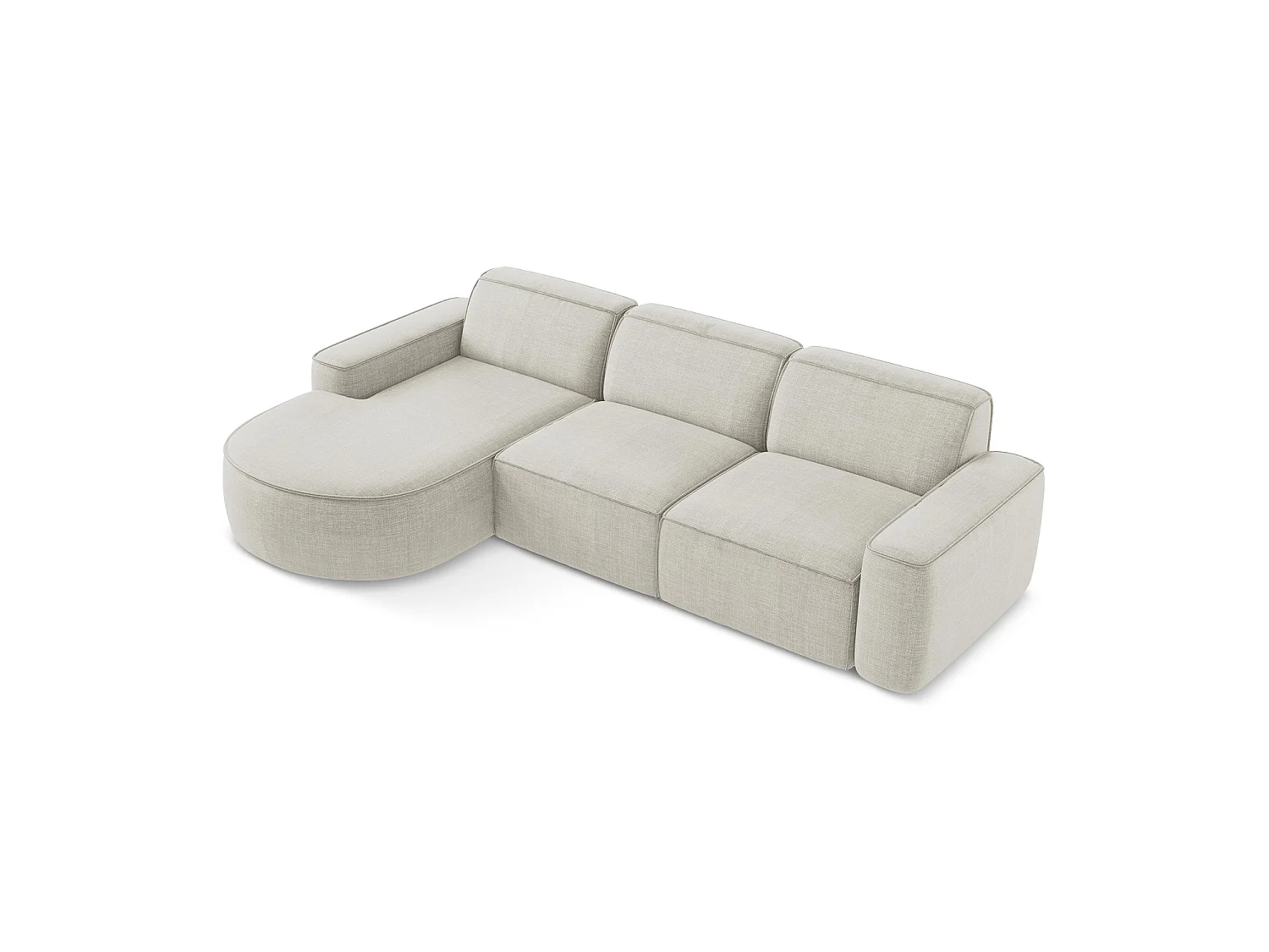 3-Sitzer Modulares Ecksofa - Ecke Links - Strukturstoff - Hell beige - MELISSA