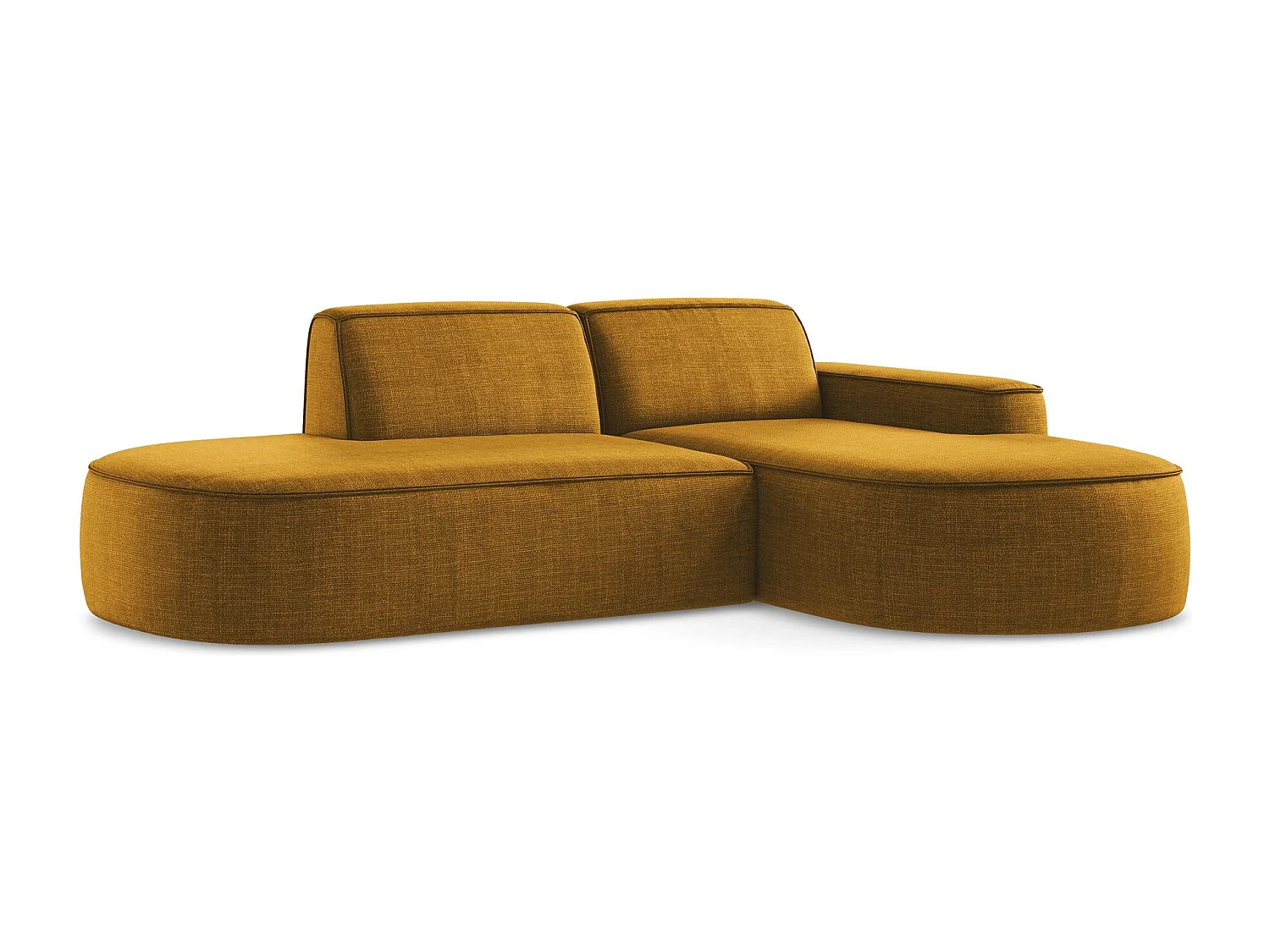 Canapé d'angle 3 places modulaire droit en tissu texturé - moutarde - OMAO