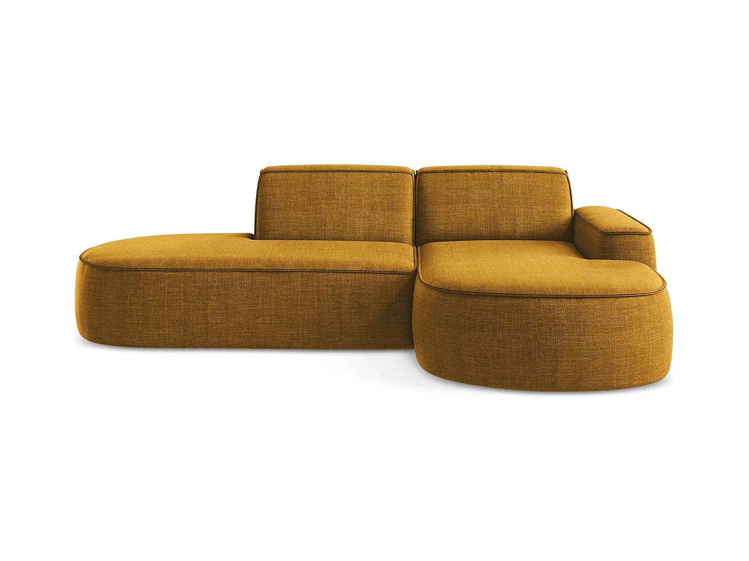 Canapé d'angle 3 places modulaire droit en tissu texturé - moutarde - OMAO