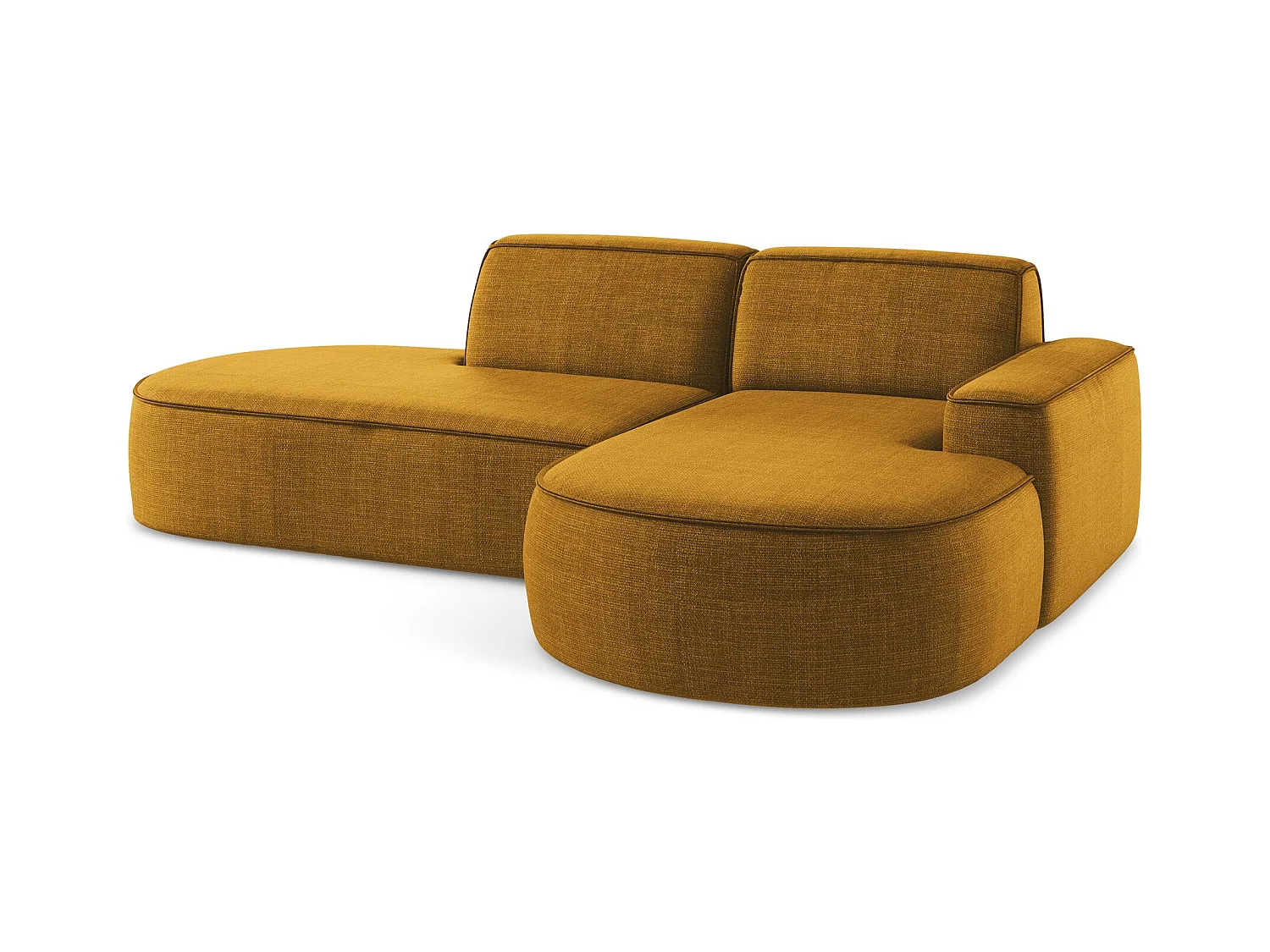 Canapé d'angle 3 places modulaire droit en tissu texturé - moutarde - OMAO