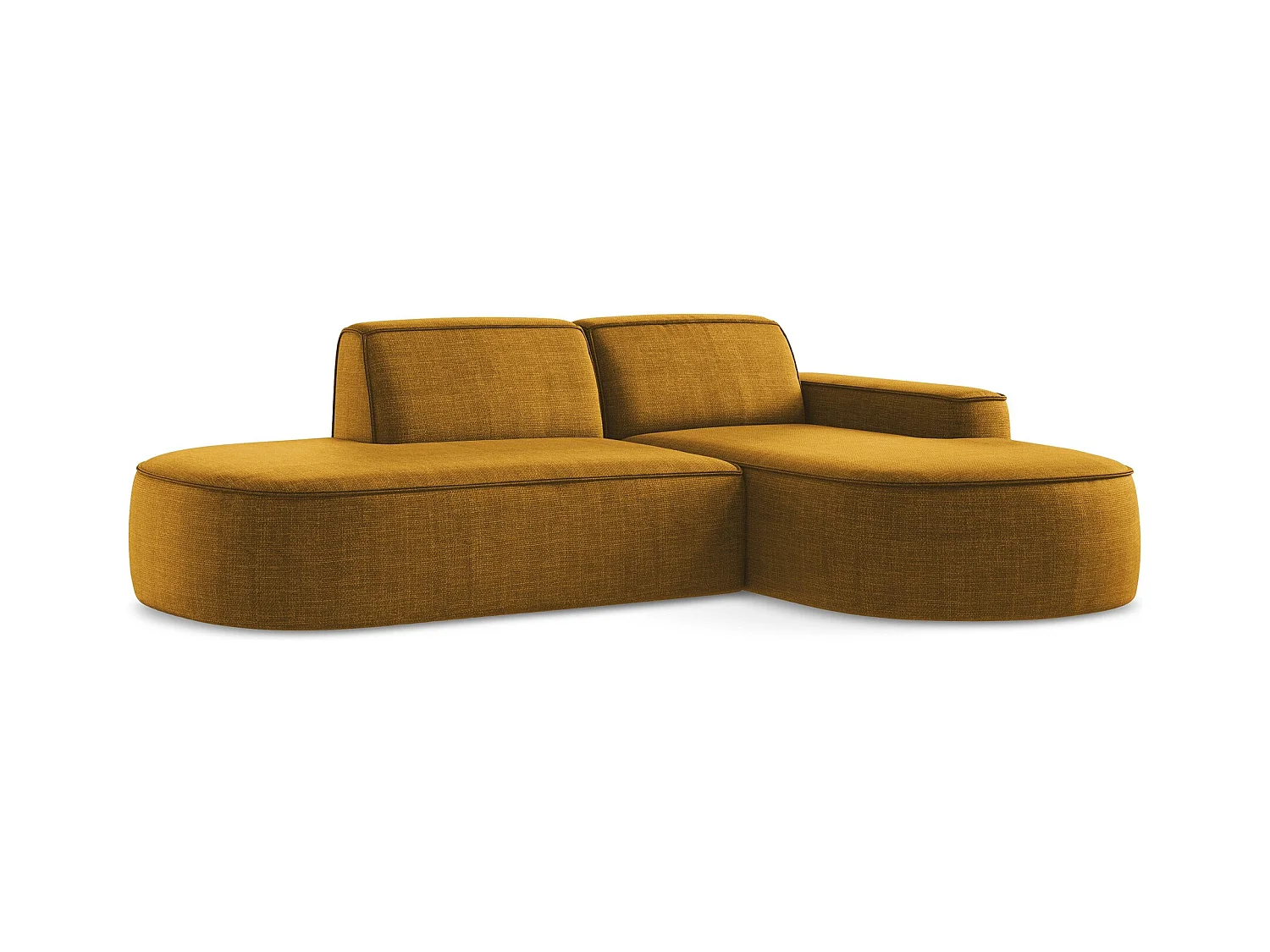Canapé d'angle 3 places modulaire droit en tissu texturé - moutarde - OMAO